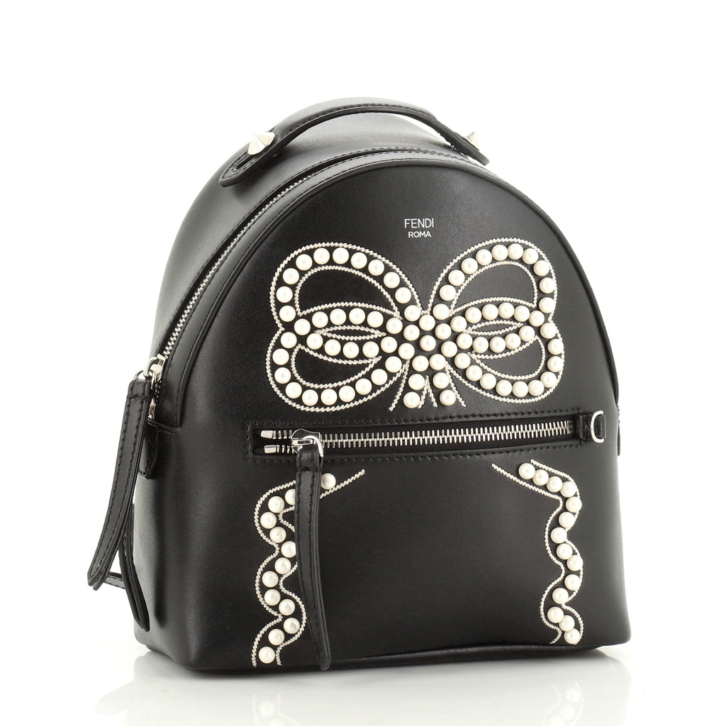 Front Zip Backpack Embellished Leather Mini