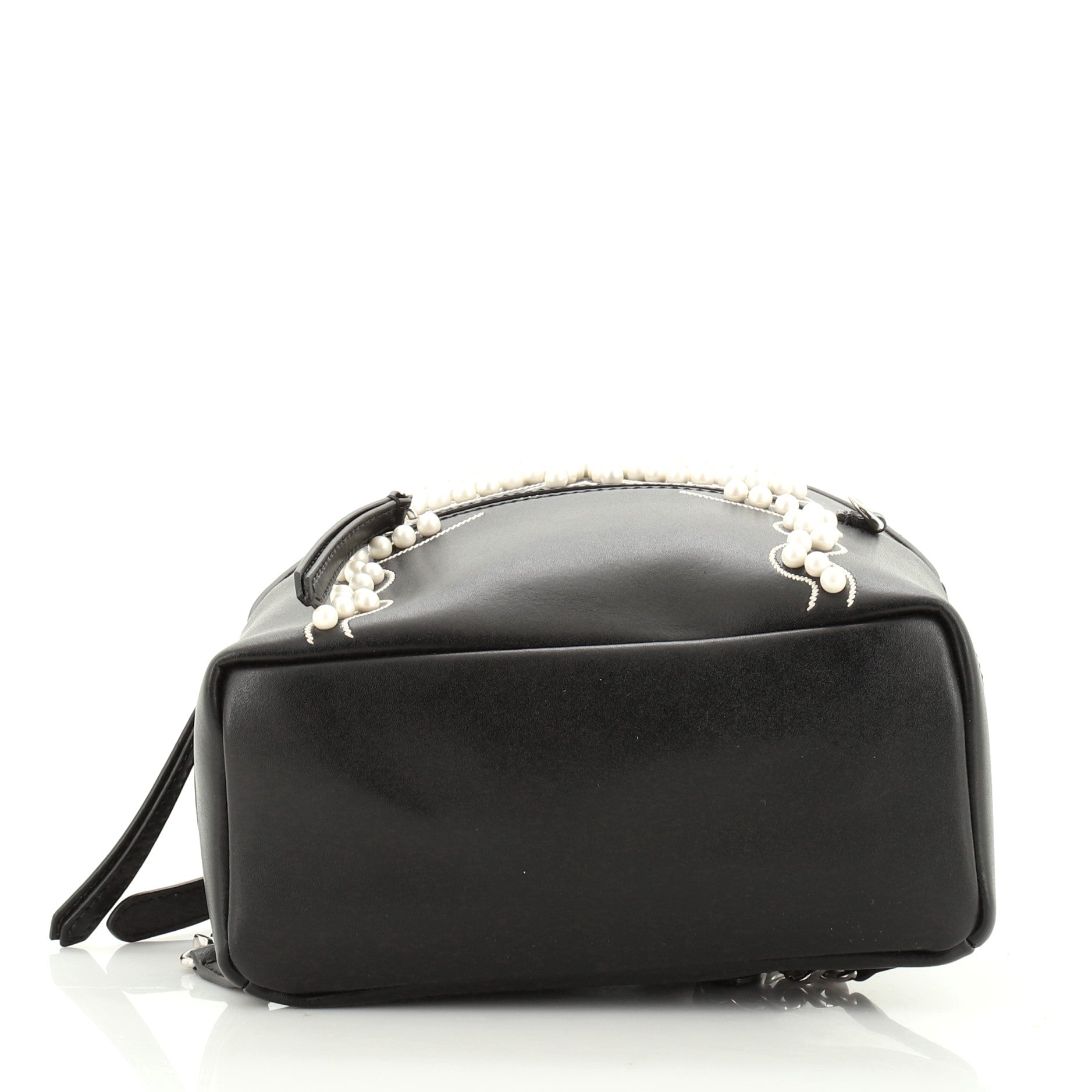 Front Zip Backpack Embellished Leather Mini