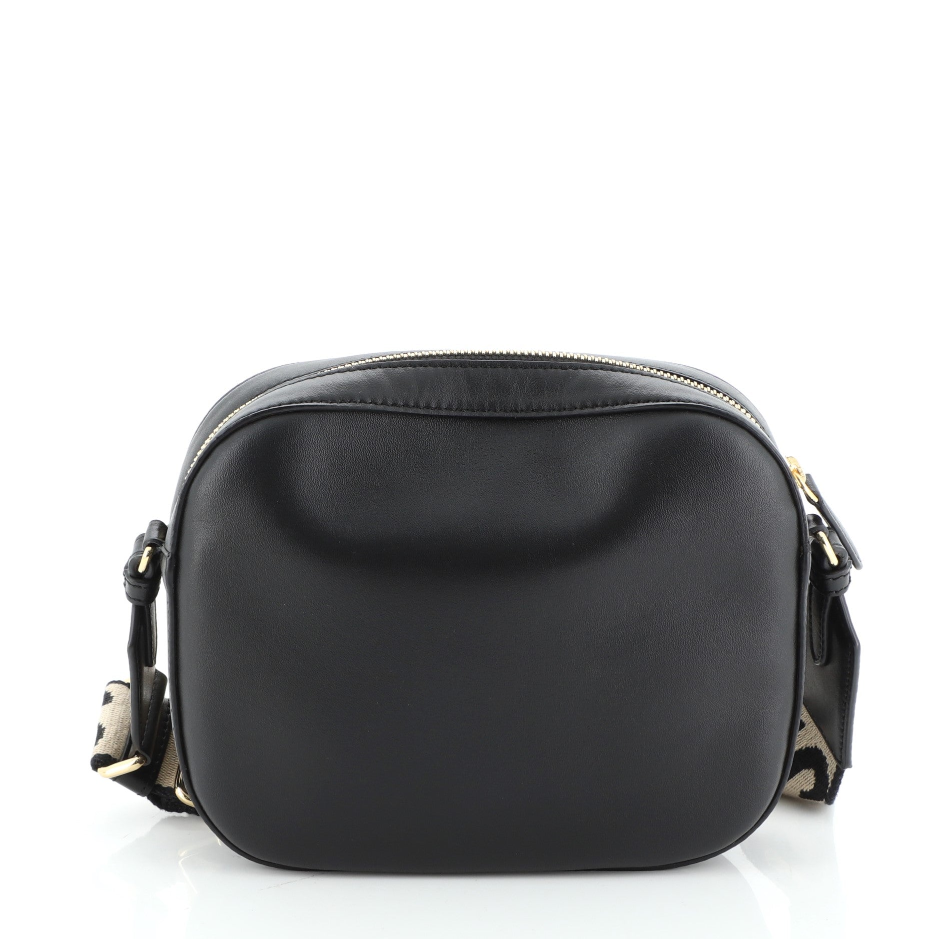 Logo Camera Bag Perforated Faux Leather Mini
