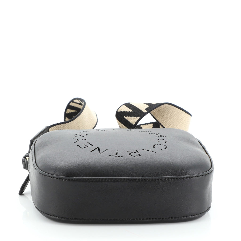 Logo Camera Bag Perforated Faux Leather Mini