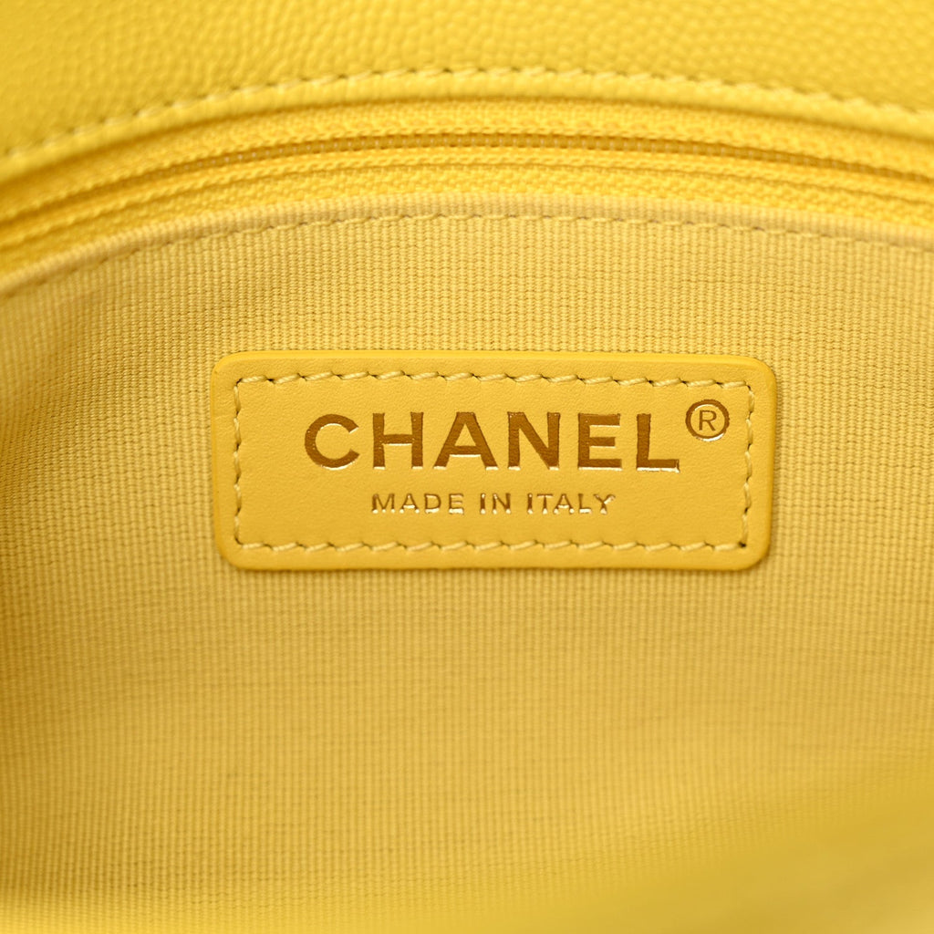 Caviar Quilted Mini CC You Flap Yellow