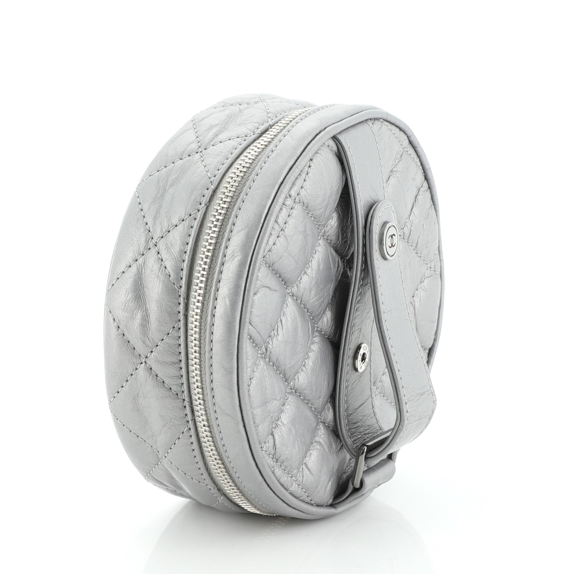 Round Hand Clutch Quilted Aged Calfskin