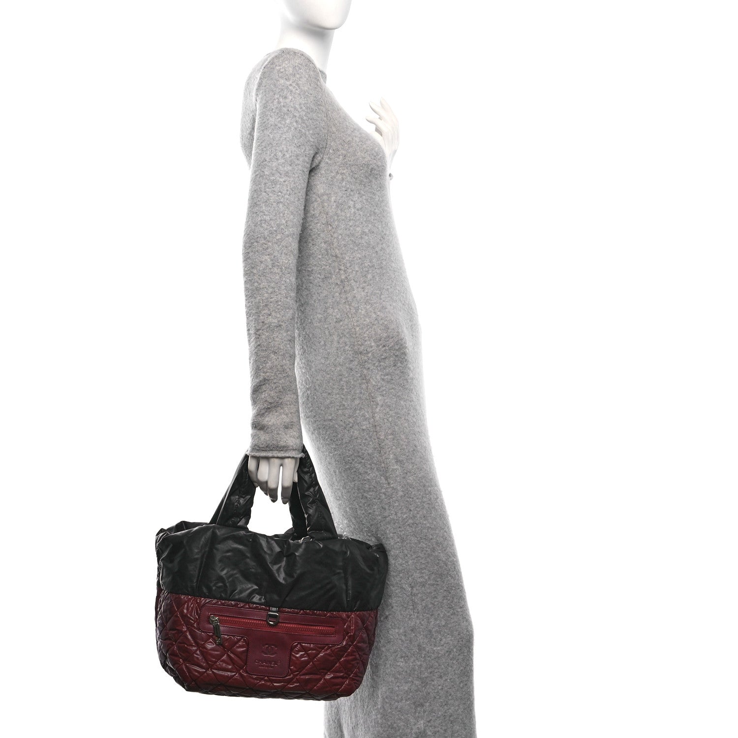 Nylon Quilted Coco Cocoon Reversible Tote Black