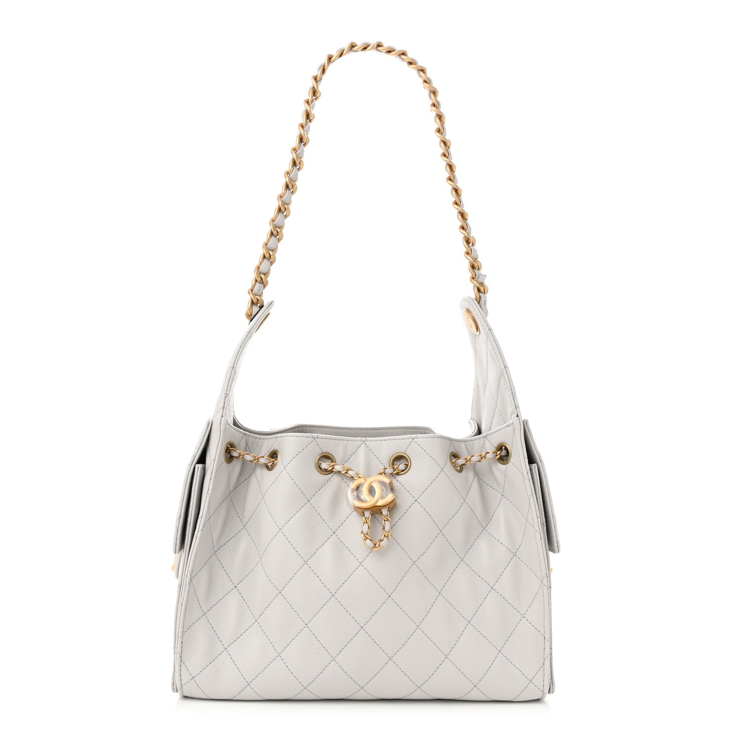Caviar Quilted Small Chanel 25 Handbag Light Grey