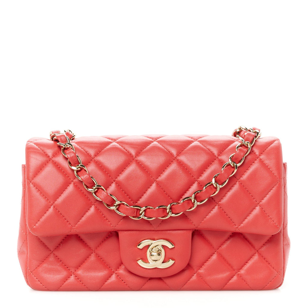 Lambskin Quilted Mini Rectangular Flap Pink