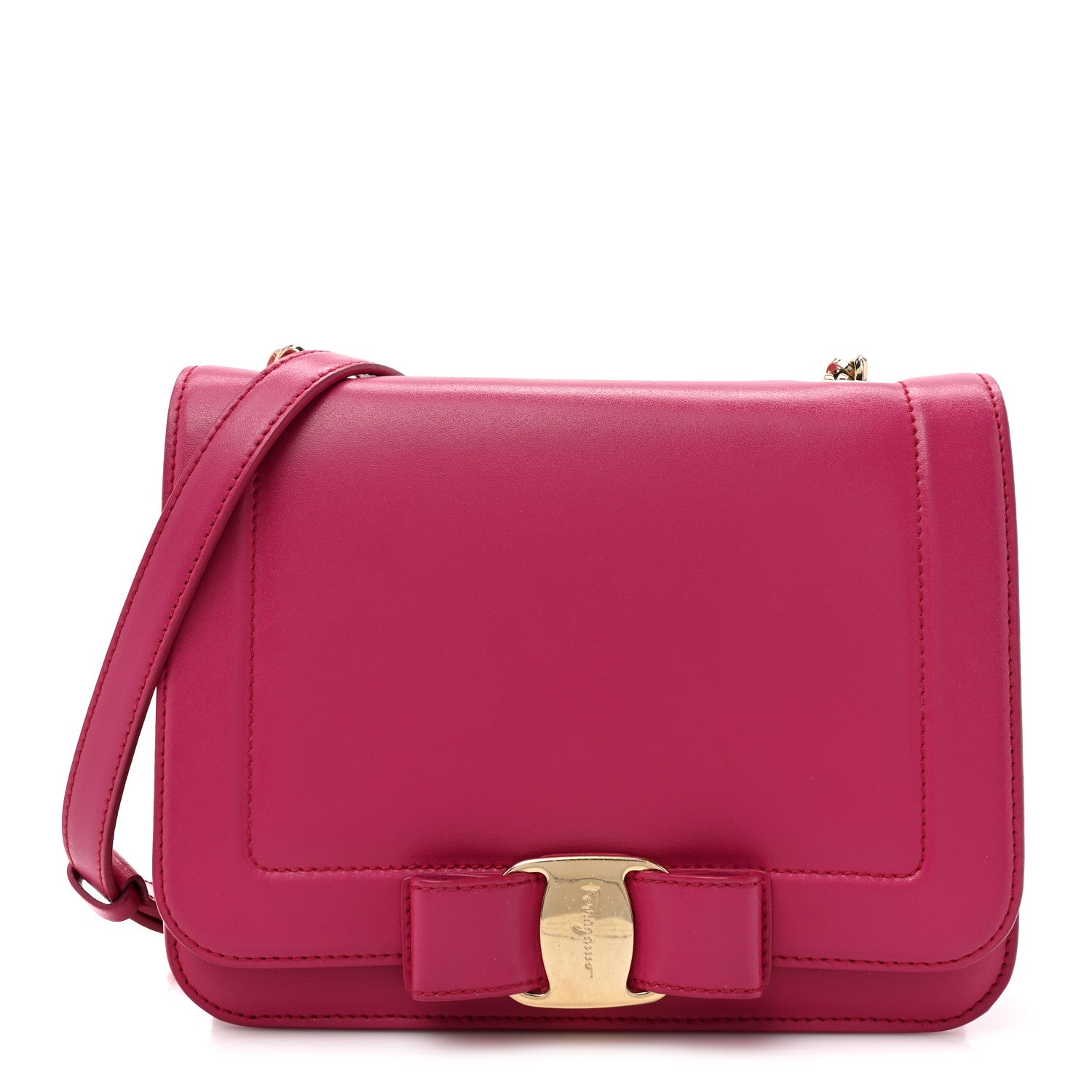 Smooth Calfskin Vara Bow Chain Flap Crossbody Pink