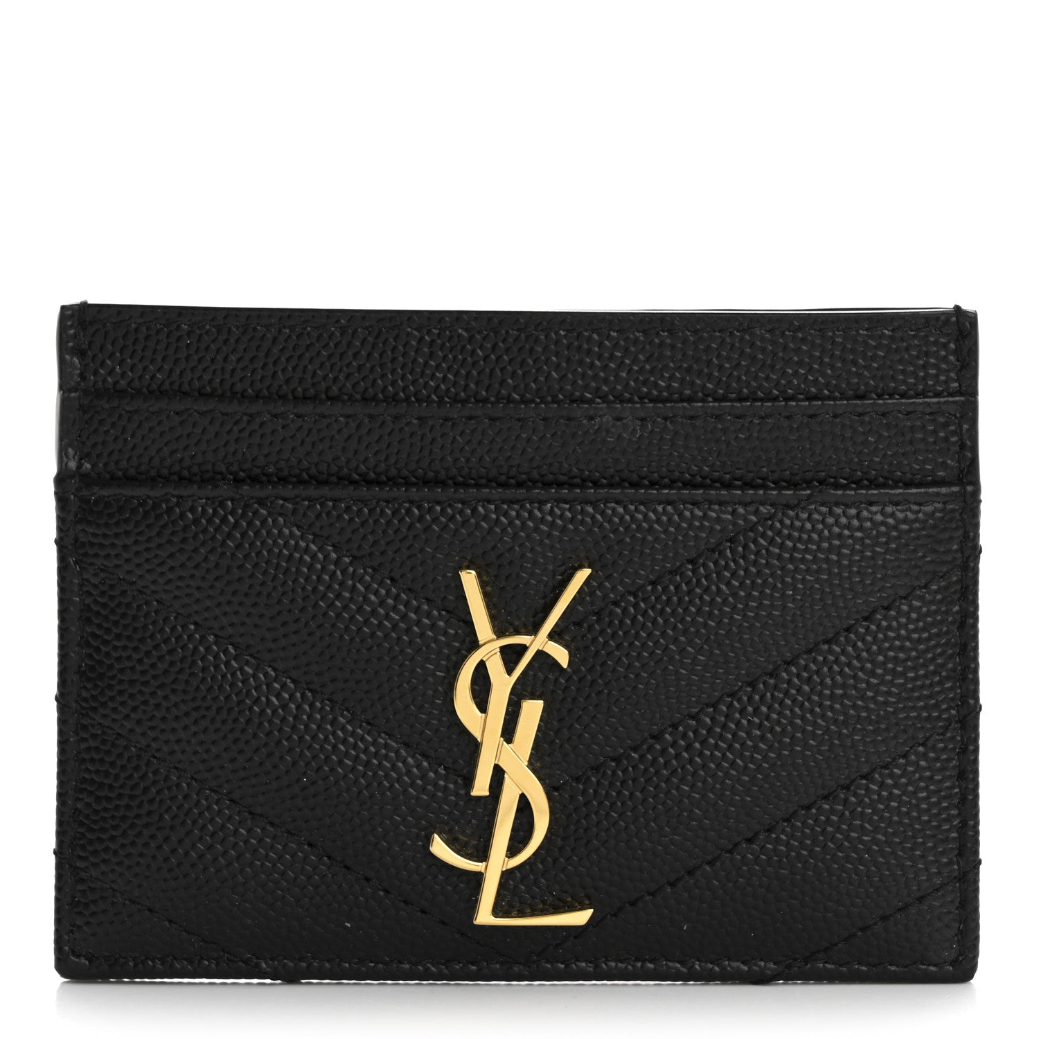 Grain De Poudre Matelasse Chevron Monogram Credit  Case Black