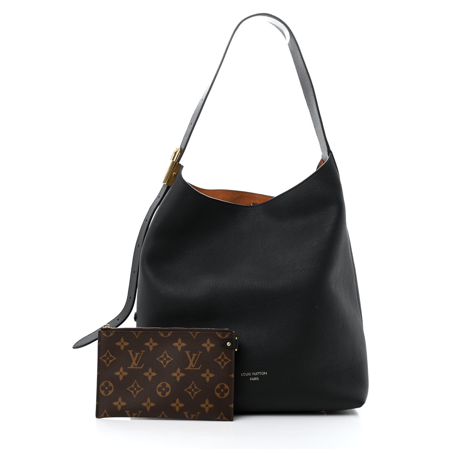 Grained Calfskin Low Key Hobo MM Black
