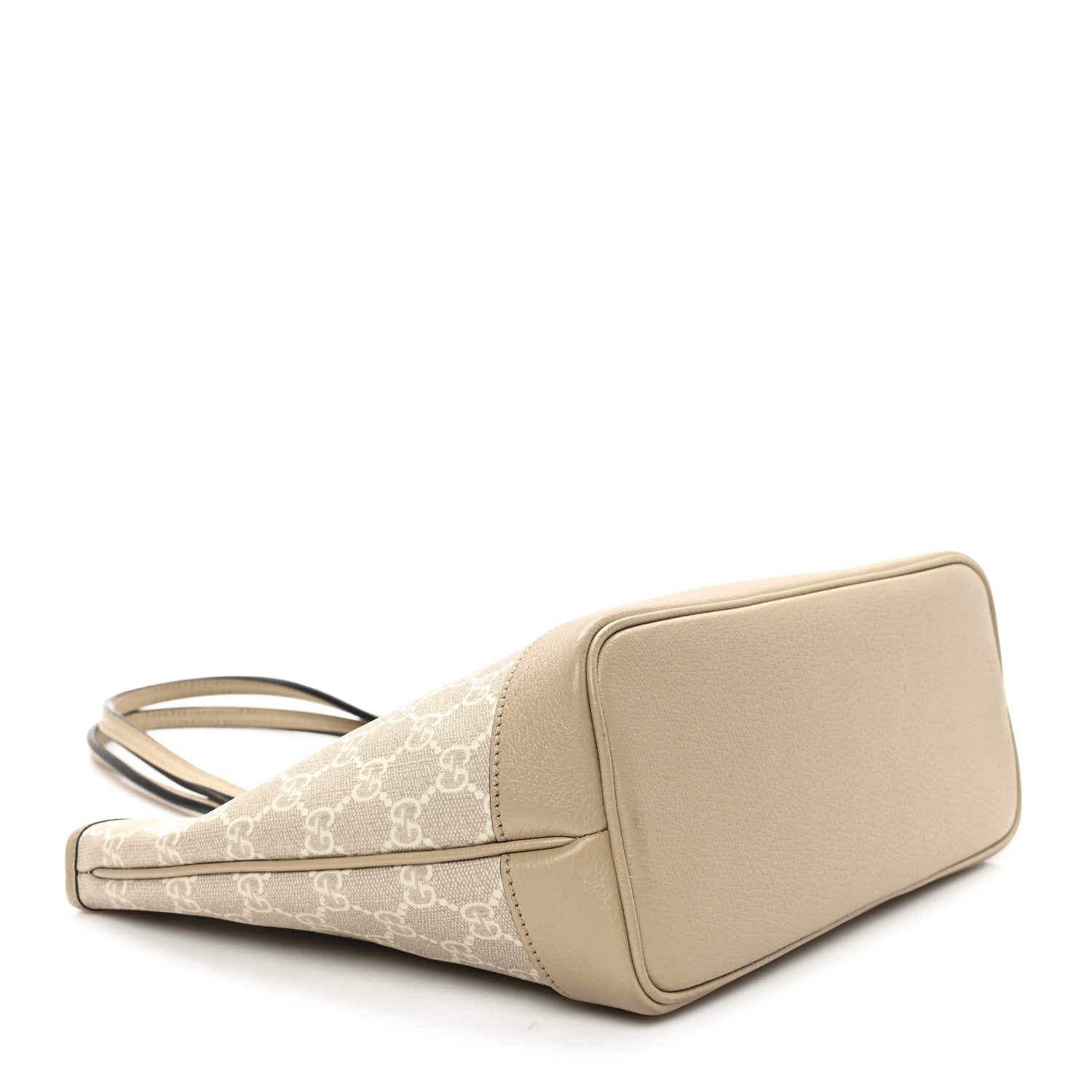 GG Supreme Monogram Textured Dollar Calfskin Web Small Ophidia Tote Beige Mystic White Oatmeal