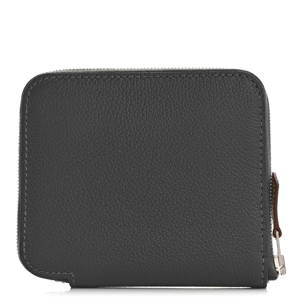 Evercolor Barenia Silk'In Compact Wallet Ardoise Black Jaune