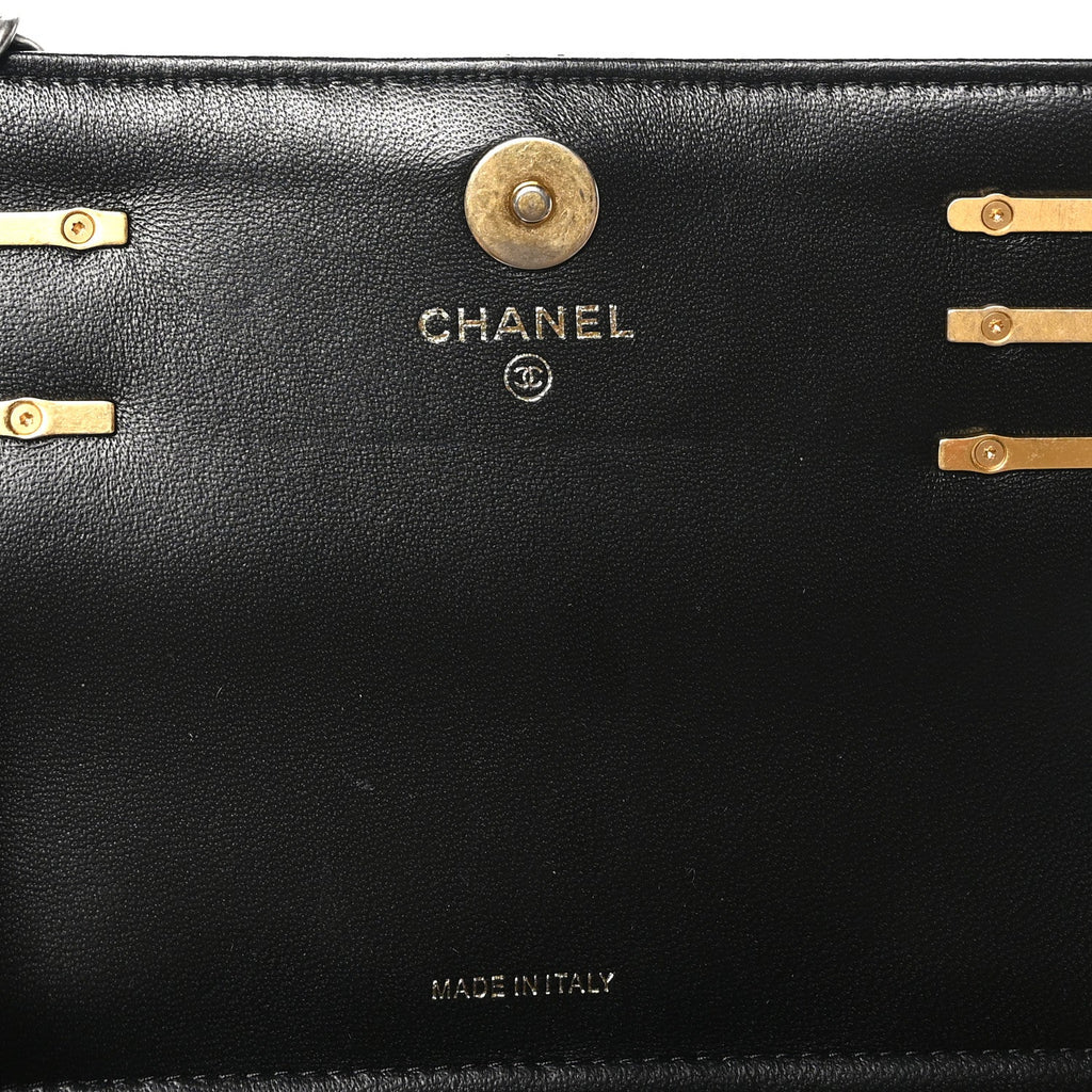 Lambskin Quilted Coco Clips Single Flap Black