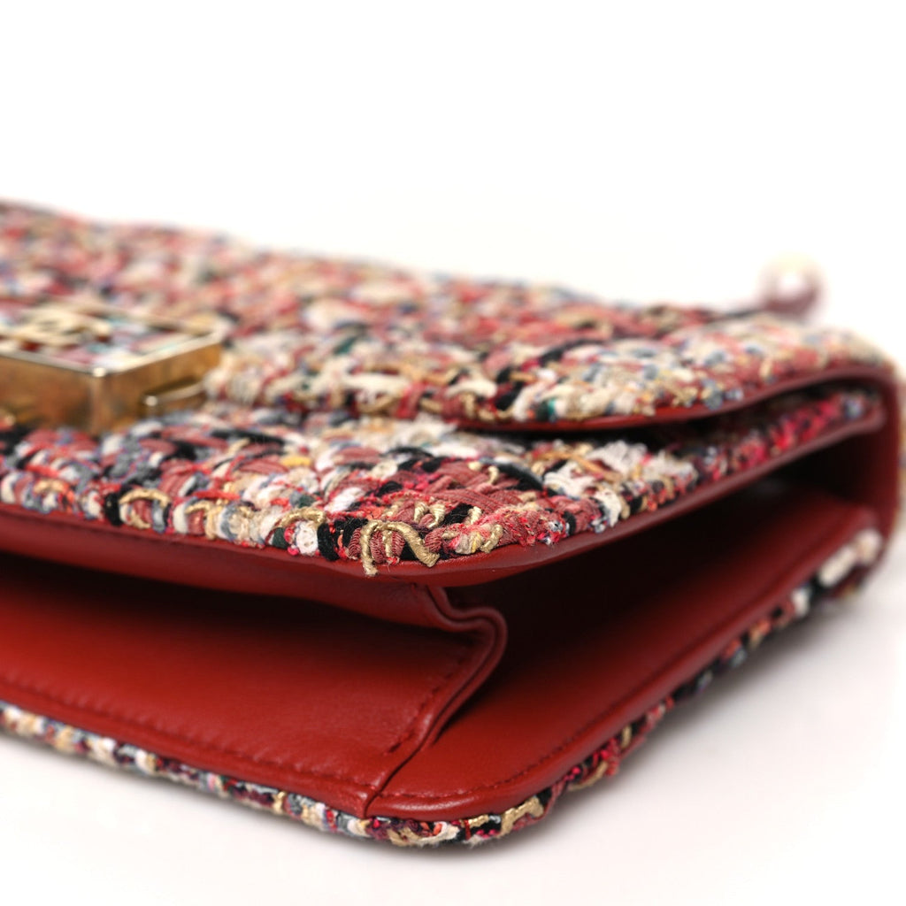 Tweed Quilted Flap Red Multicolor