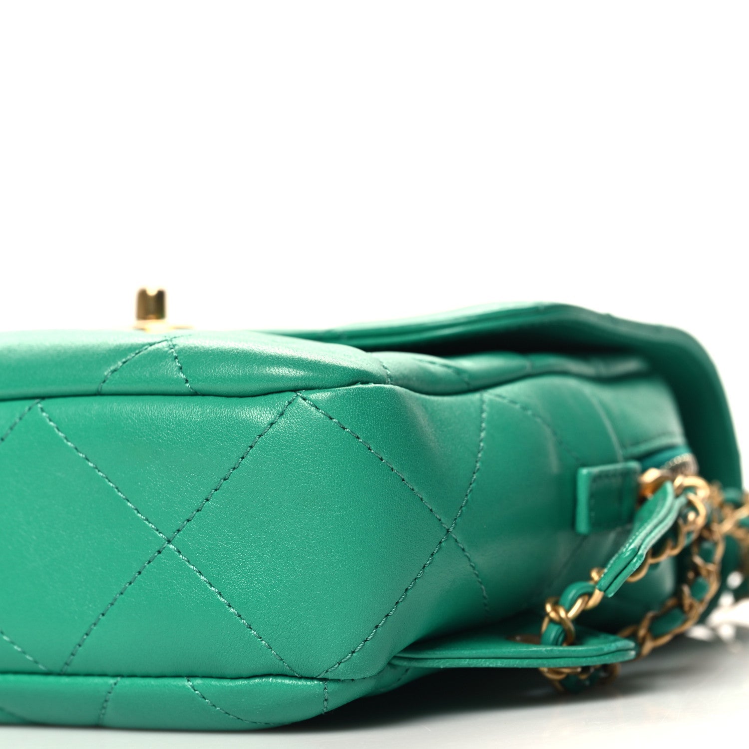 Lambskin Quilted Chain CC Backpack Green