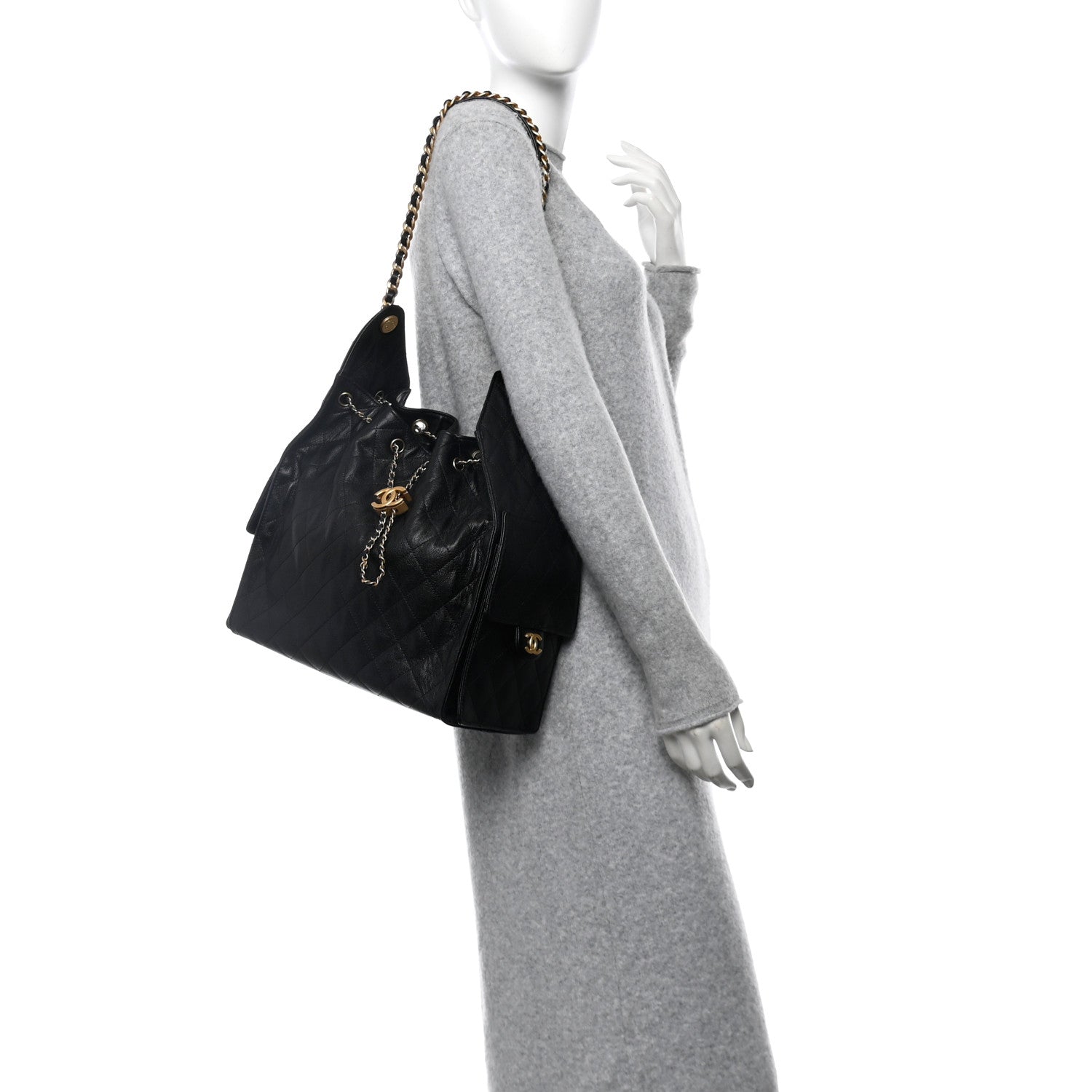 Caviar Quilted Medium Chanel 25 Handbag Black
