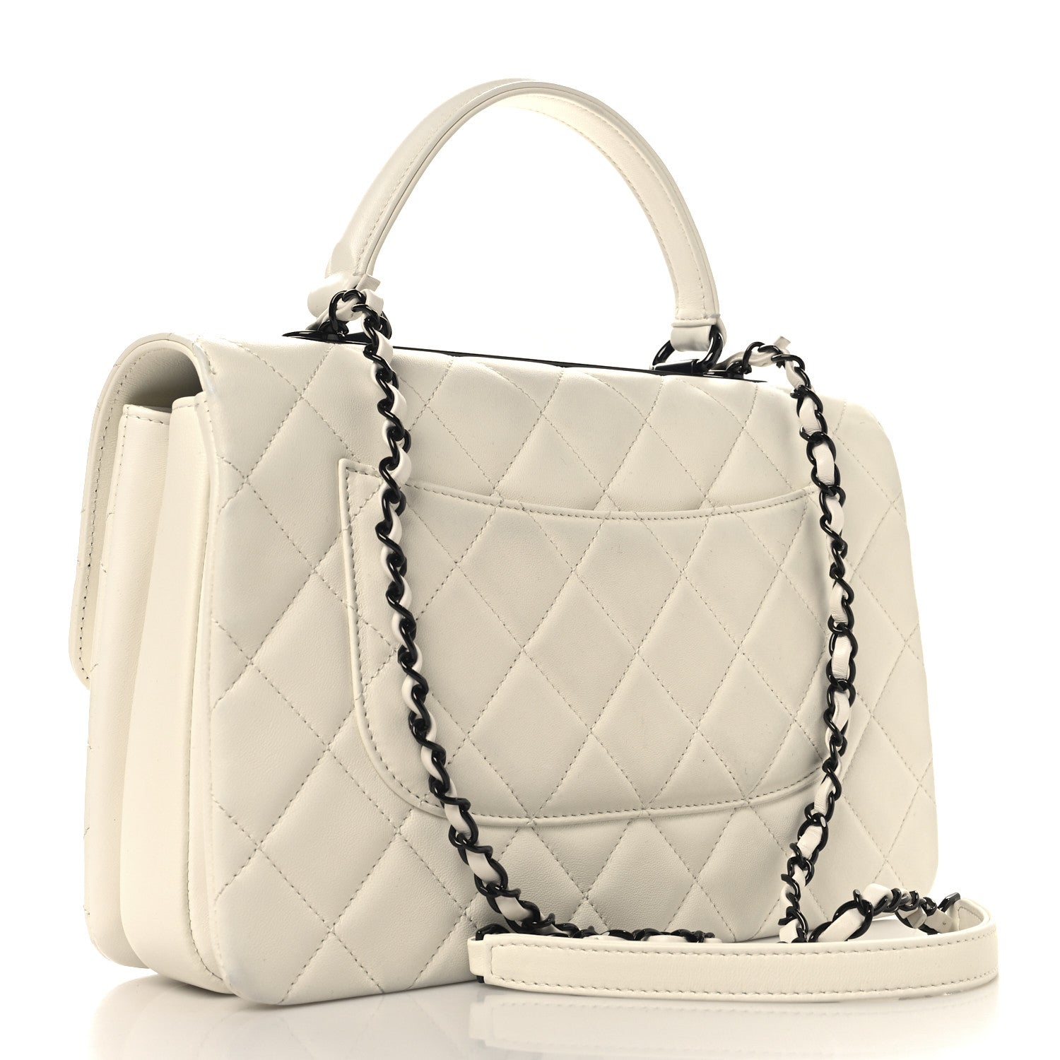 Lambskin Quilted Medium Trendy CC Dual Handle Flap Bag White