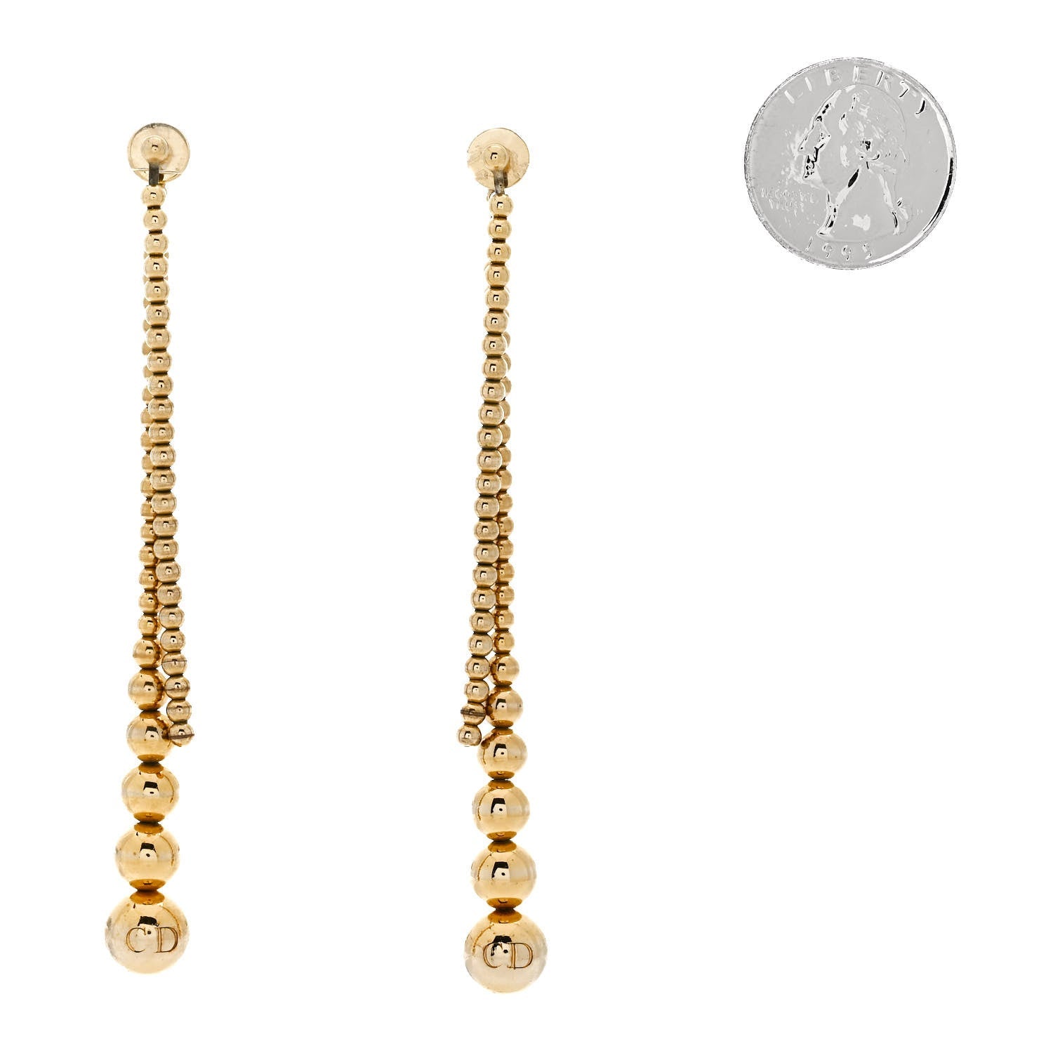 Metal Bead Drop Earrings Gold