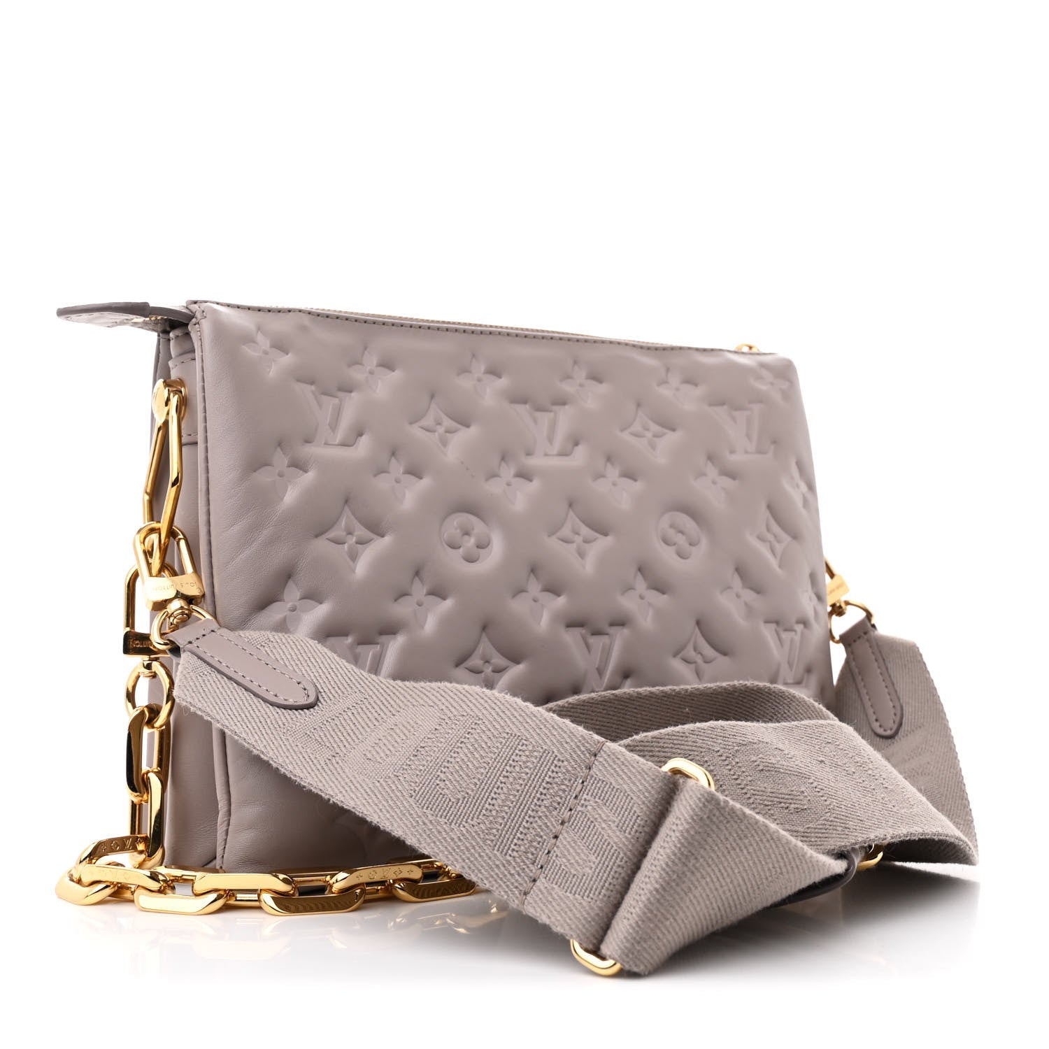 Lambskin Embossed Monogram Coussin PM Gris