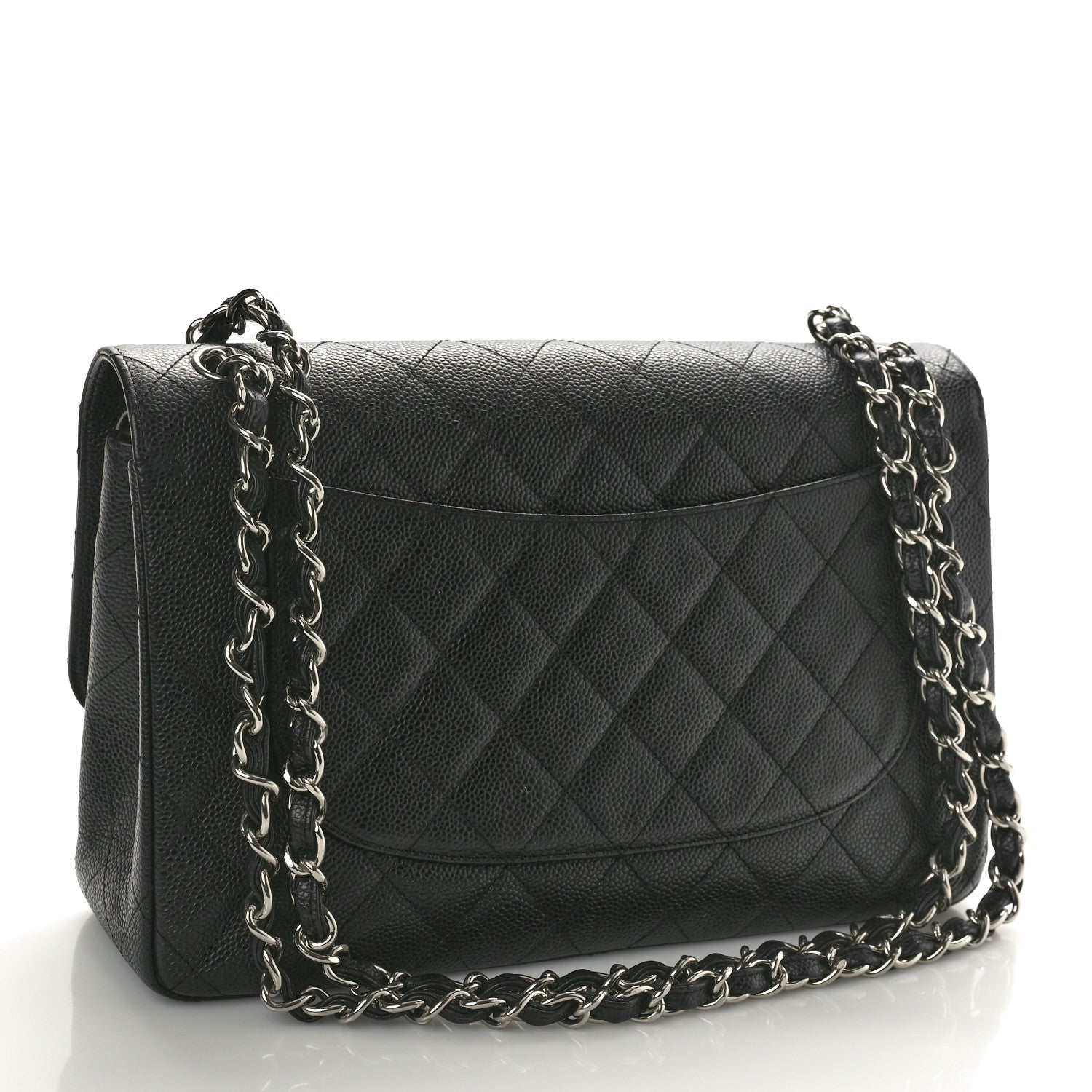 Caviar Quilted Jumbo Double Flap Black