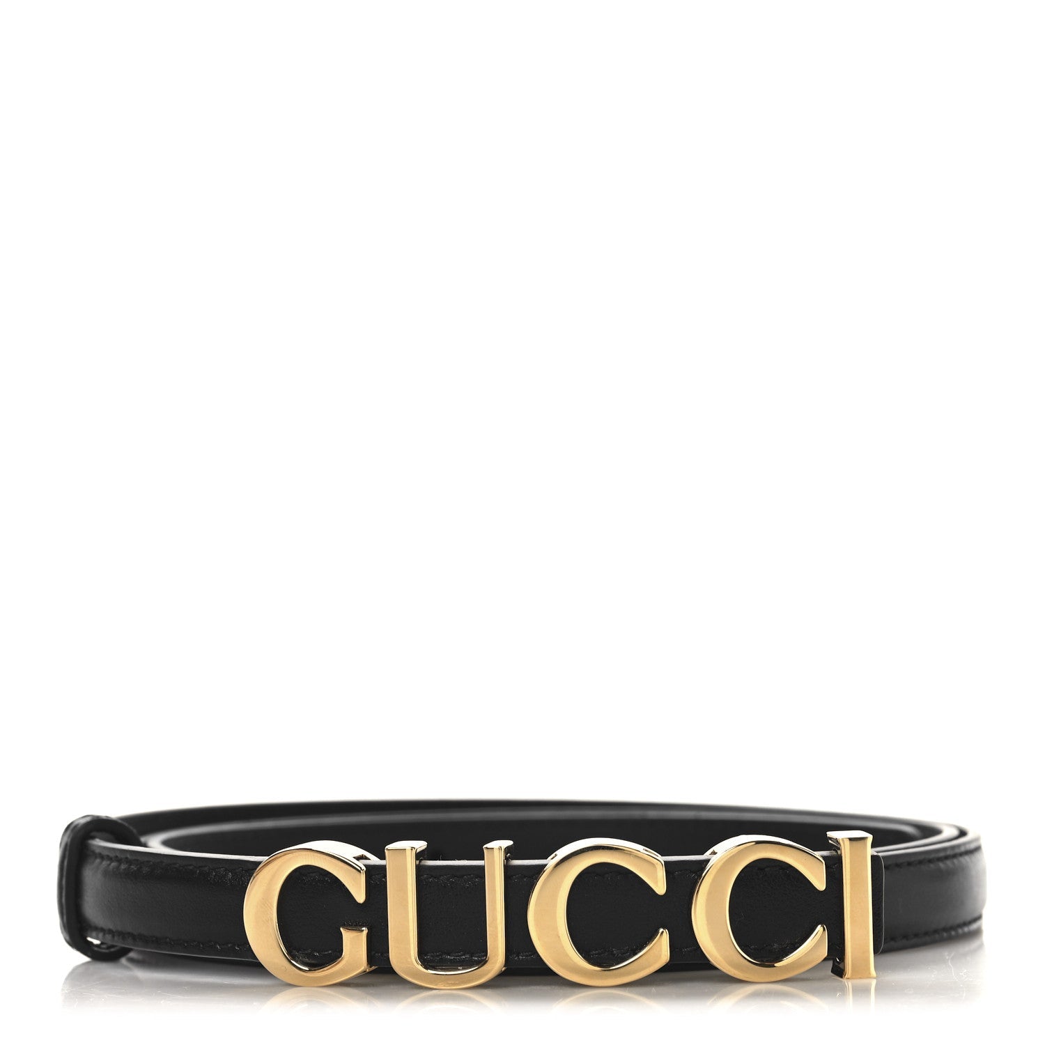 Plutone Calfskin Gucci Buckle 20mm Thin Belt 100 40 Black