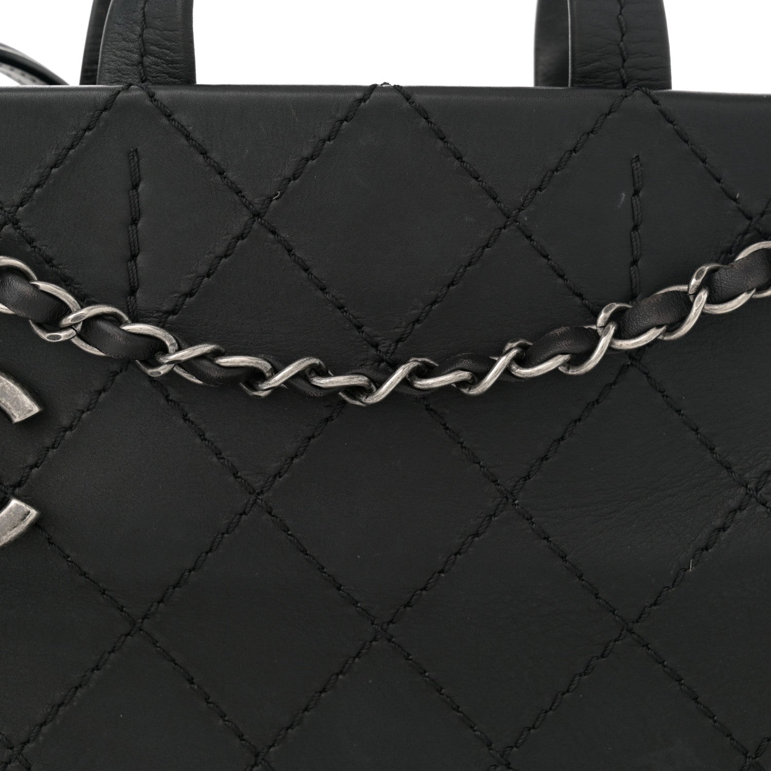 Grained Calfskin CC Pocket Tote Black