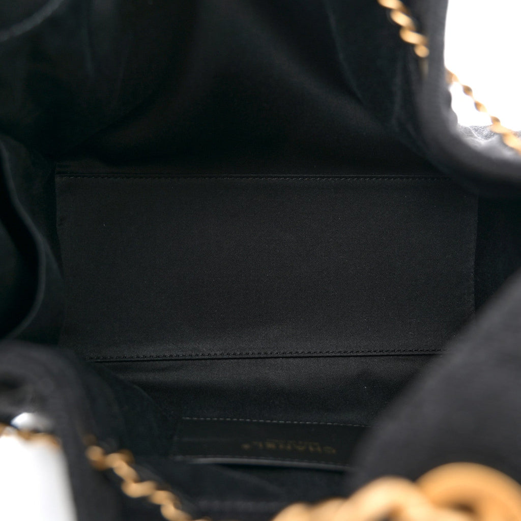Washed Denim Quilted Small Chanel 25 Handbag Black