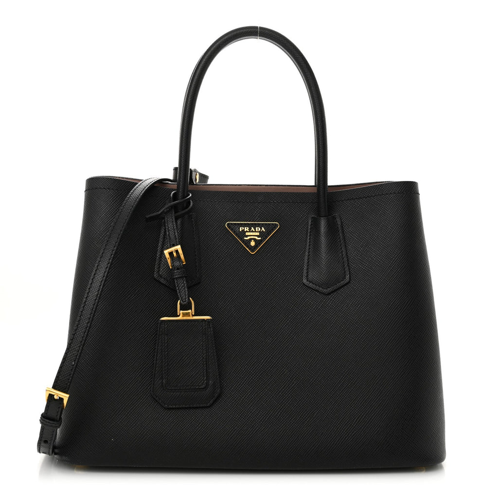 Saffiano Cuir Medium Double Bag Black Mughetto