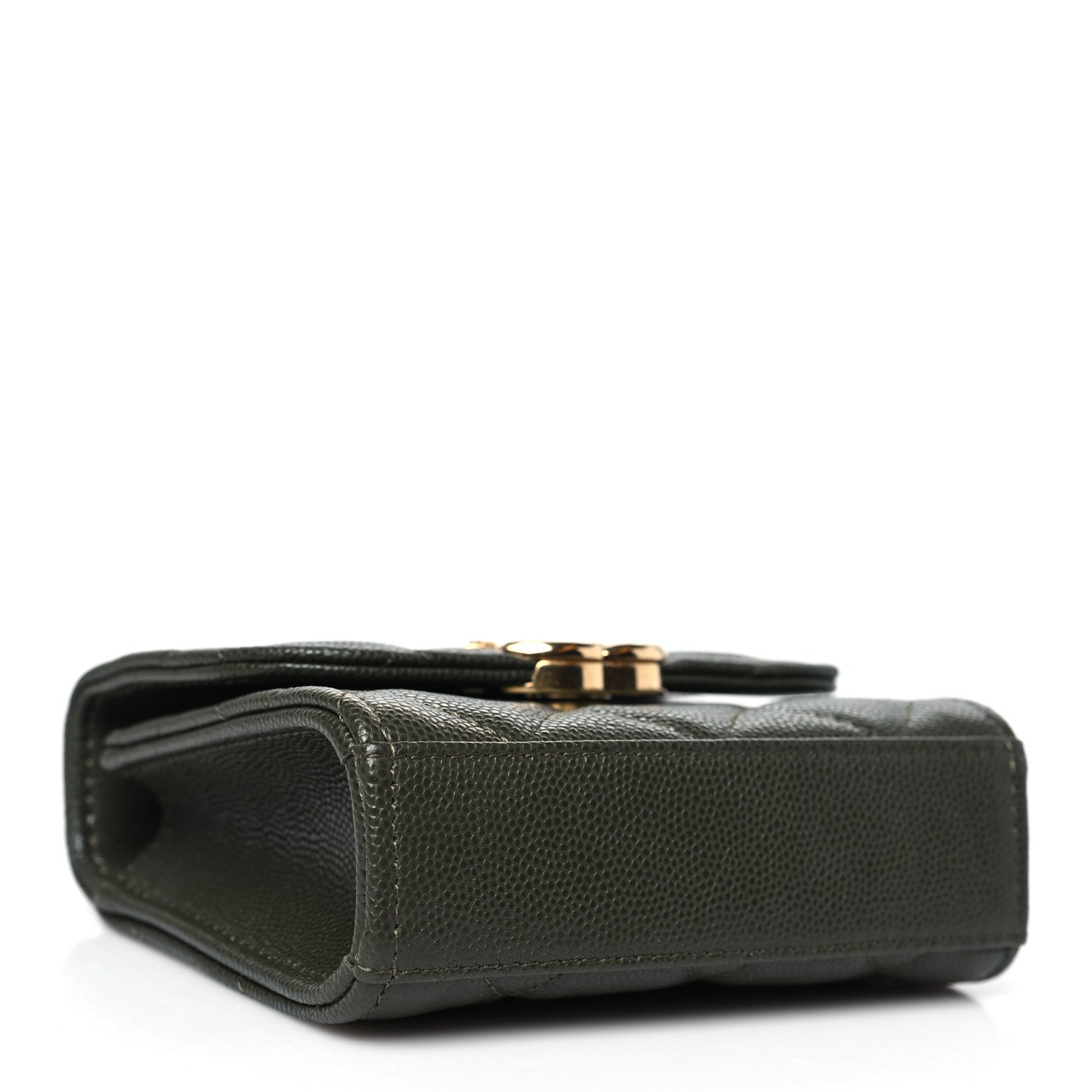 Caviar Quilted Coco First Clutch With Chain Khaki