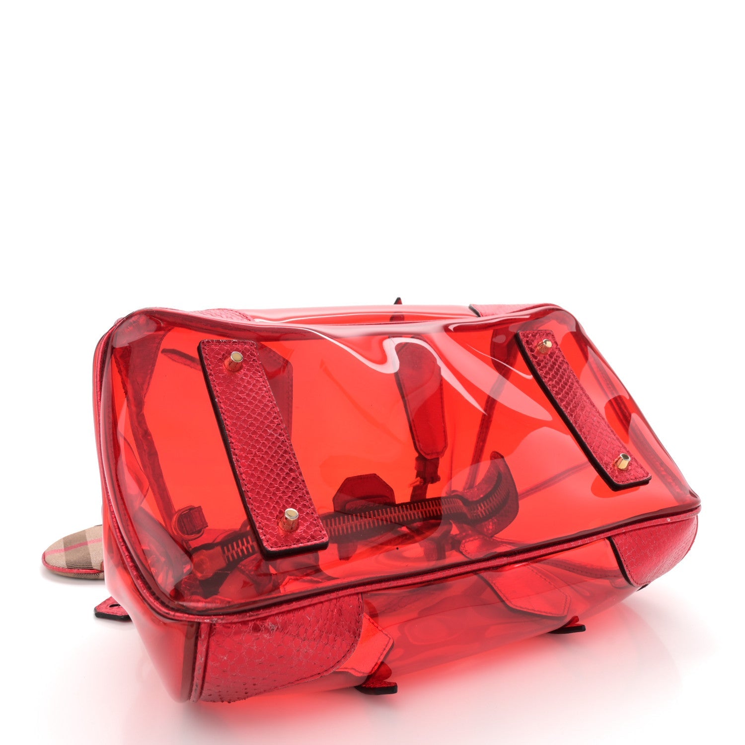 Vinyl Metallic Watersnake Blaze Satchel Red