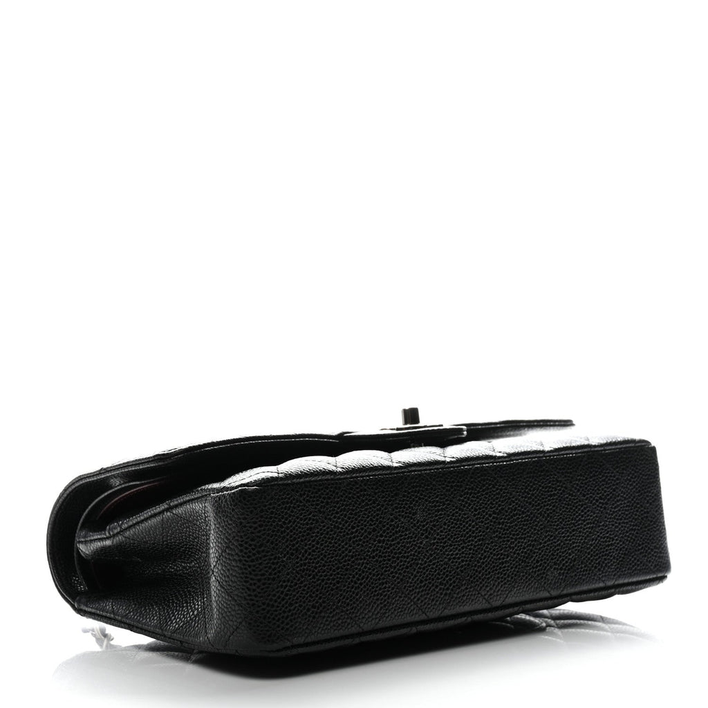 Caviar Quilted Medium Double Flap Black