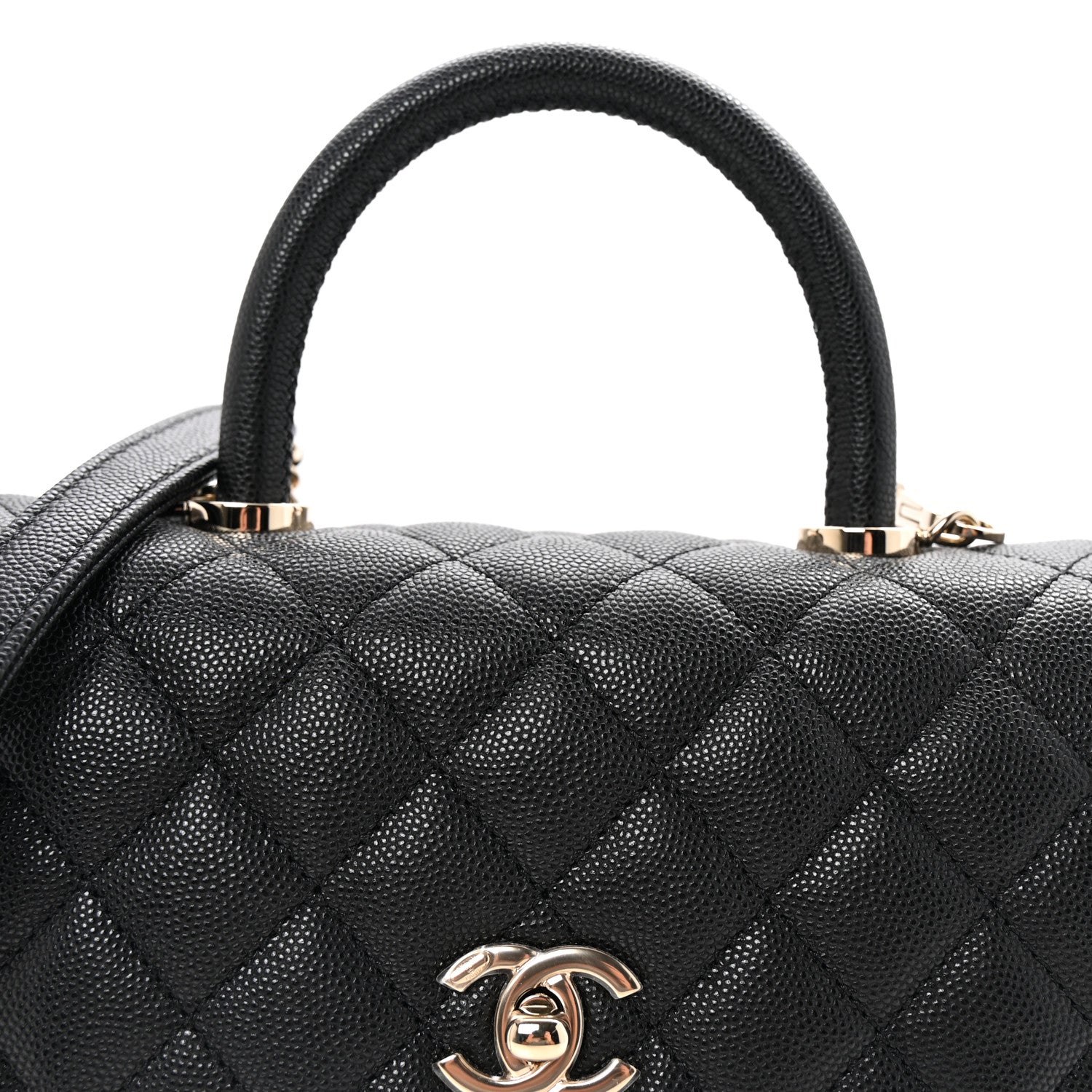 Caviar Quilted Mini Coco Handle Flap Black