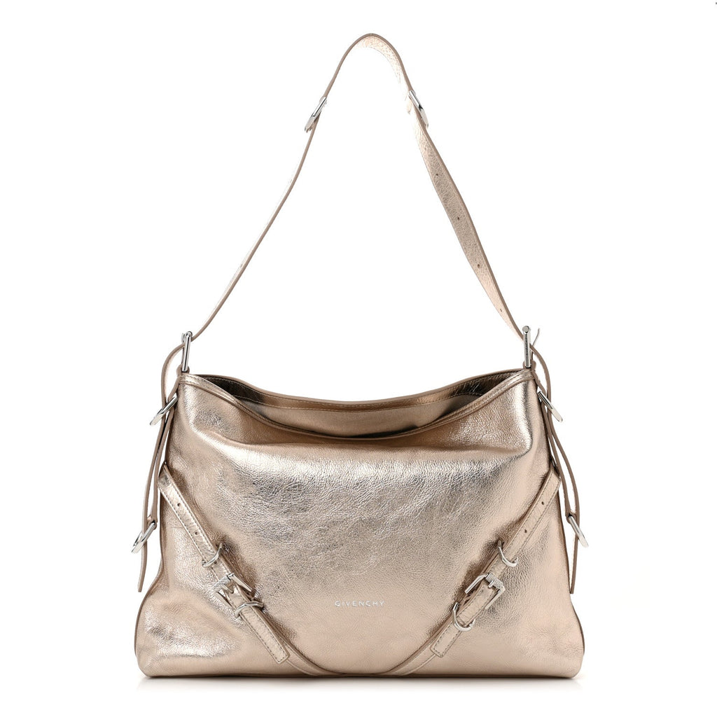 Metallic Calfskin Medium Voyou Bag Dusty Gold