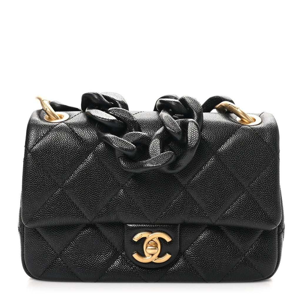 Caviar Quilted Funky Match Mini Flap Black