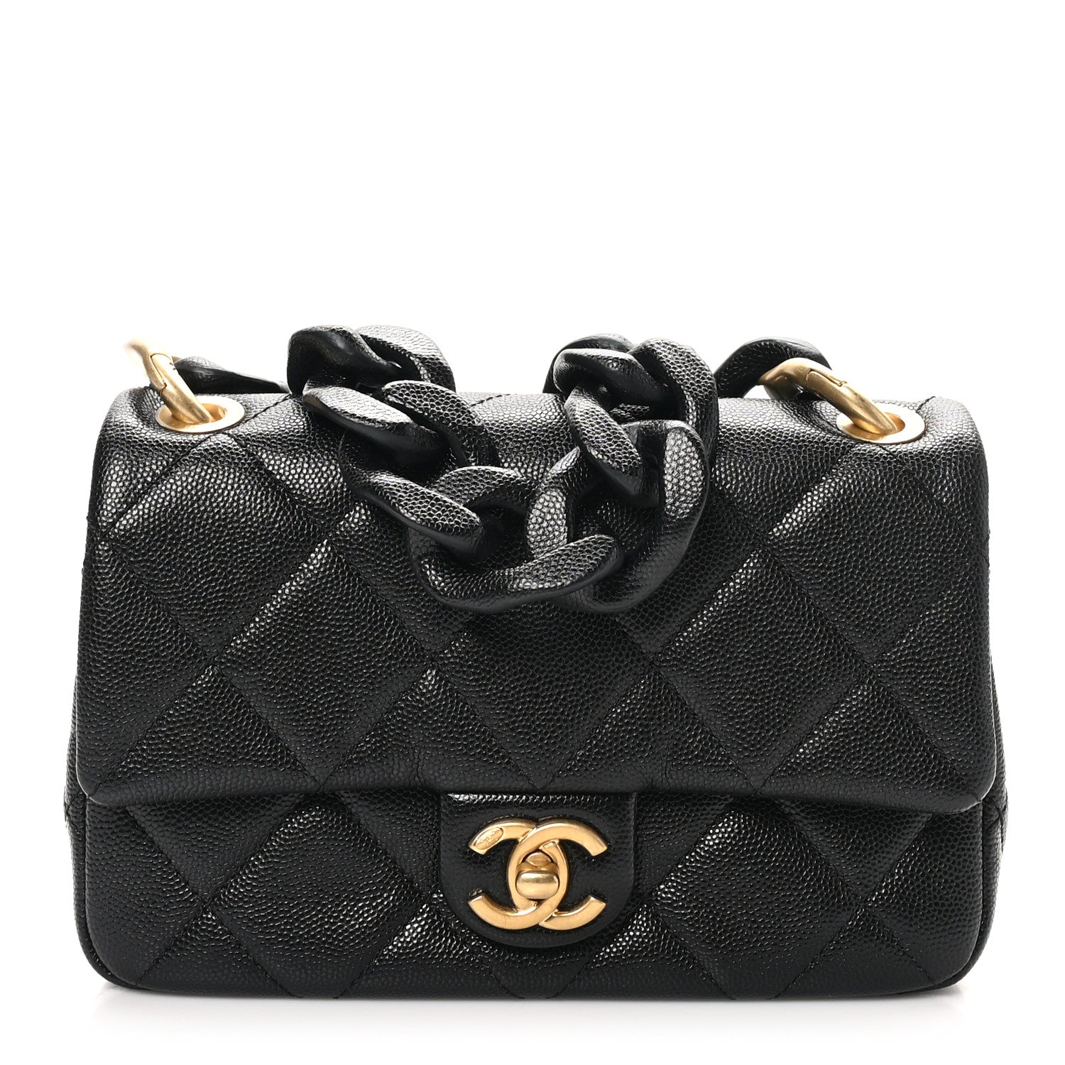 Caviar Quilted Funky Match Mini Flap Black