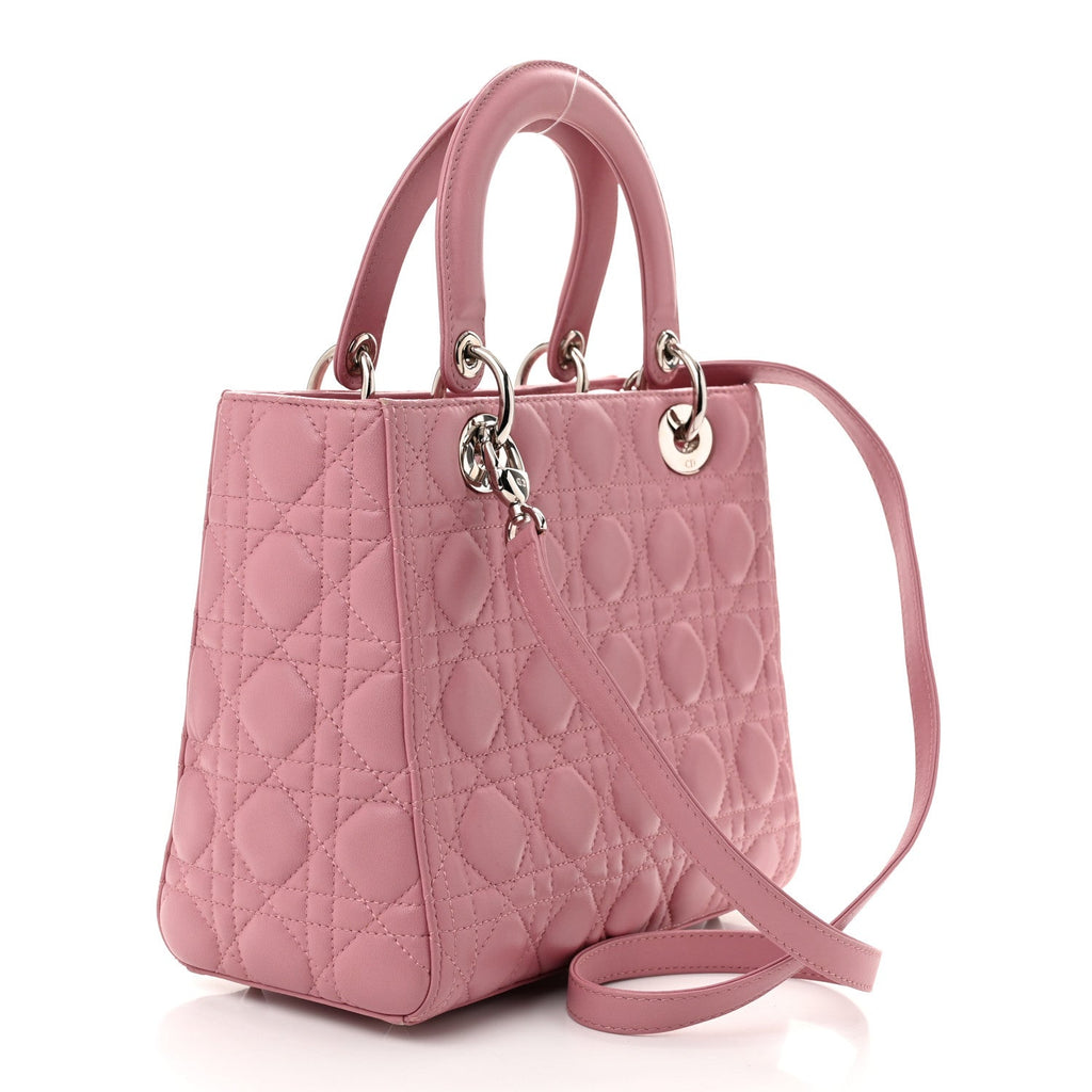 Lambskin Cannage Medium Lady Dior Pink