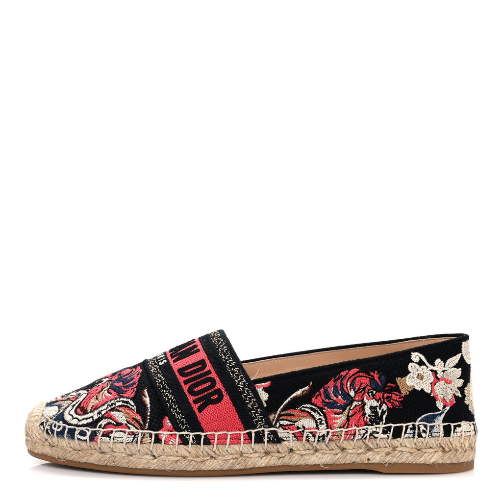 Canvas Embroidered Pop Granville Espadrille 40.5 Black Multicolor