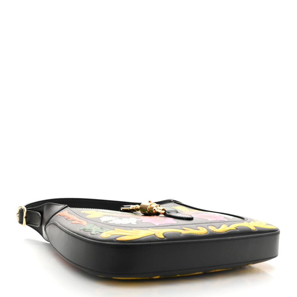 Calfskin Floral Small Jackie 1961 Hobo Black