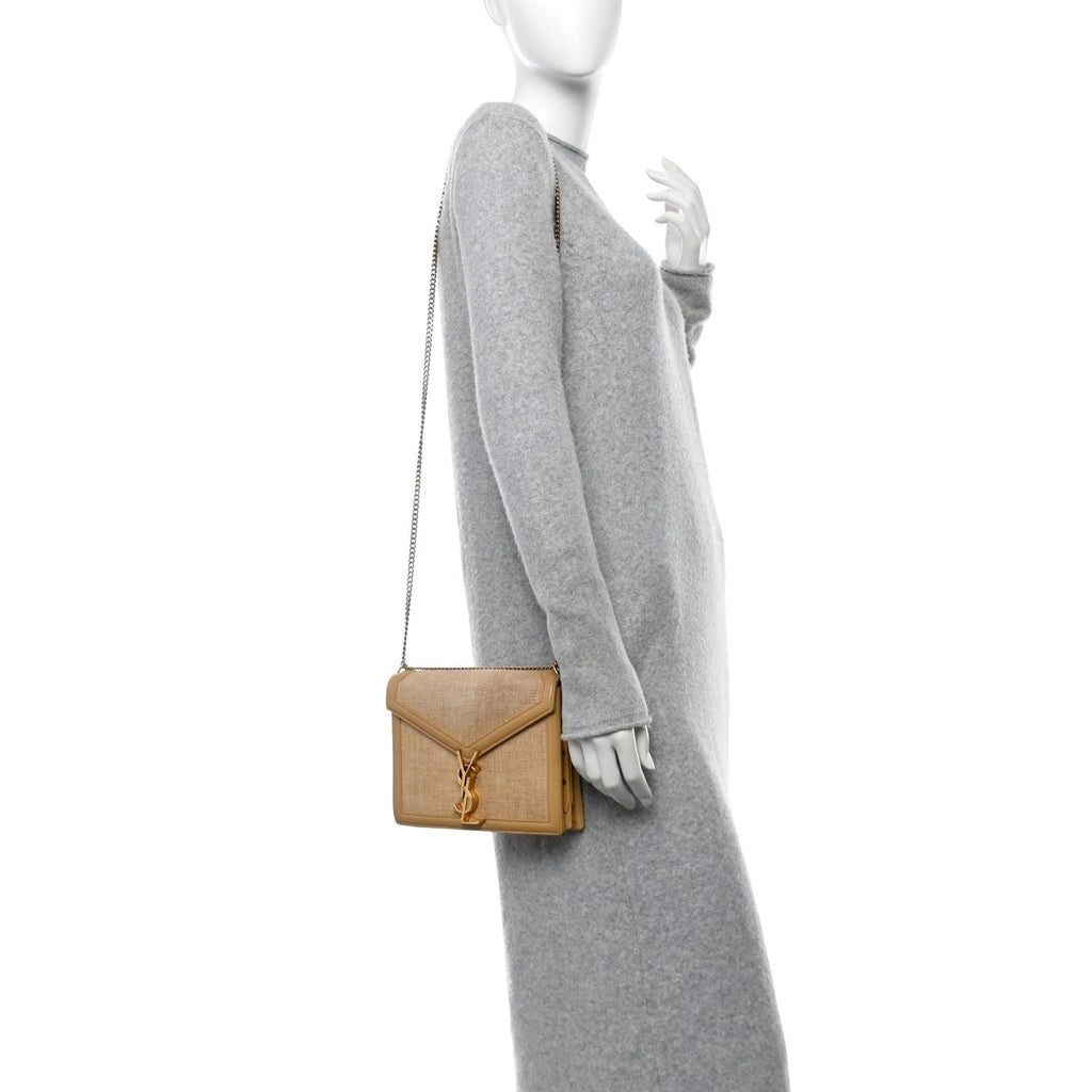 Canvas Calfskin Classic Monogram Cassandra Clasp Bag Grege Brown Gold