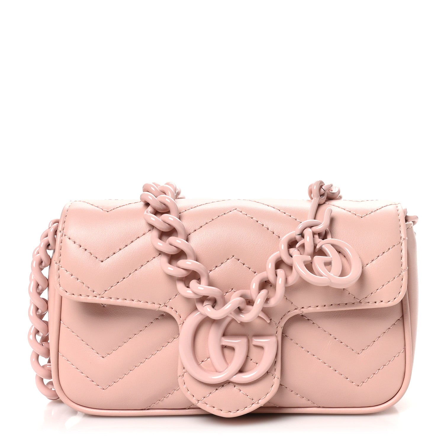 Calfskin Matelasse Monochrome GG Marmont Chain Belt Bag Perfect Pink