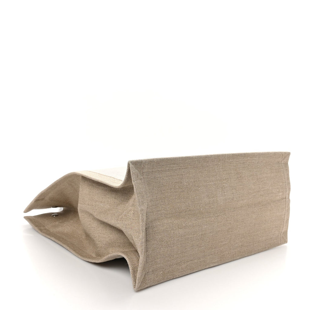 Linen Calfskin Rive Gauche North South Tote Optic White