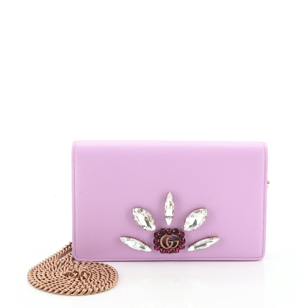 GG Marmont Chain Wallet Embellished Leather Mini