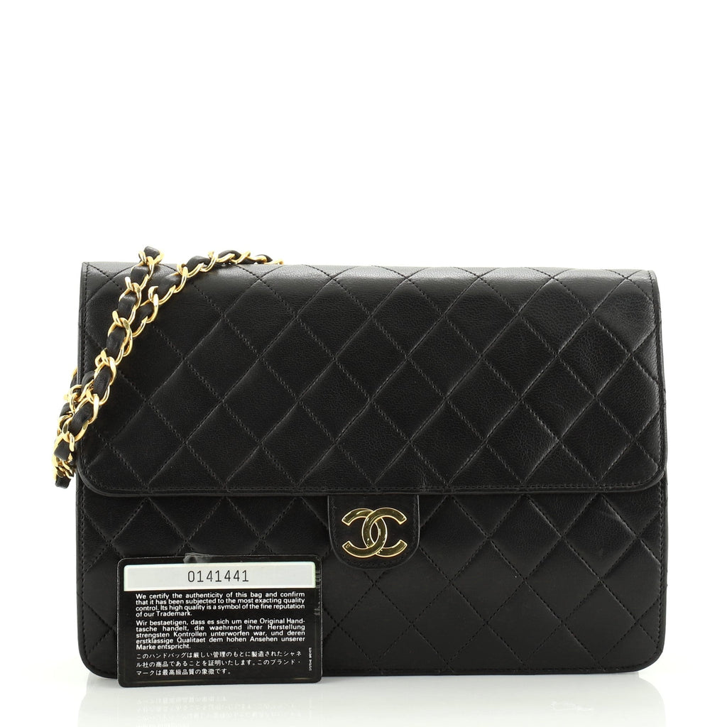 Vintage Clutch with Chain Quilted Leather Medium