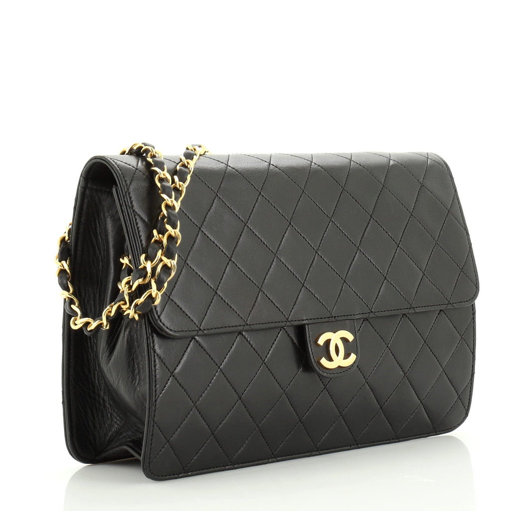 Vintage Clutch with Chain Quilted Leather Medium