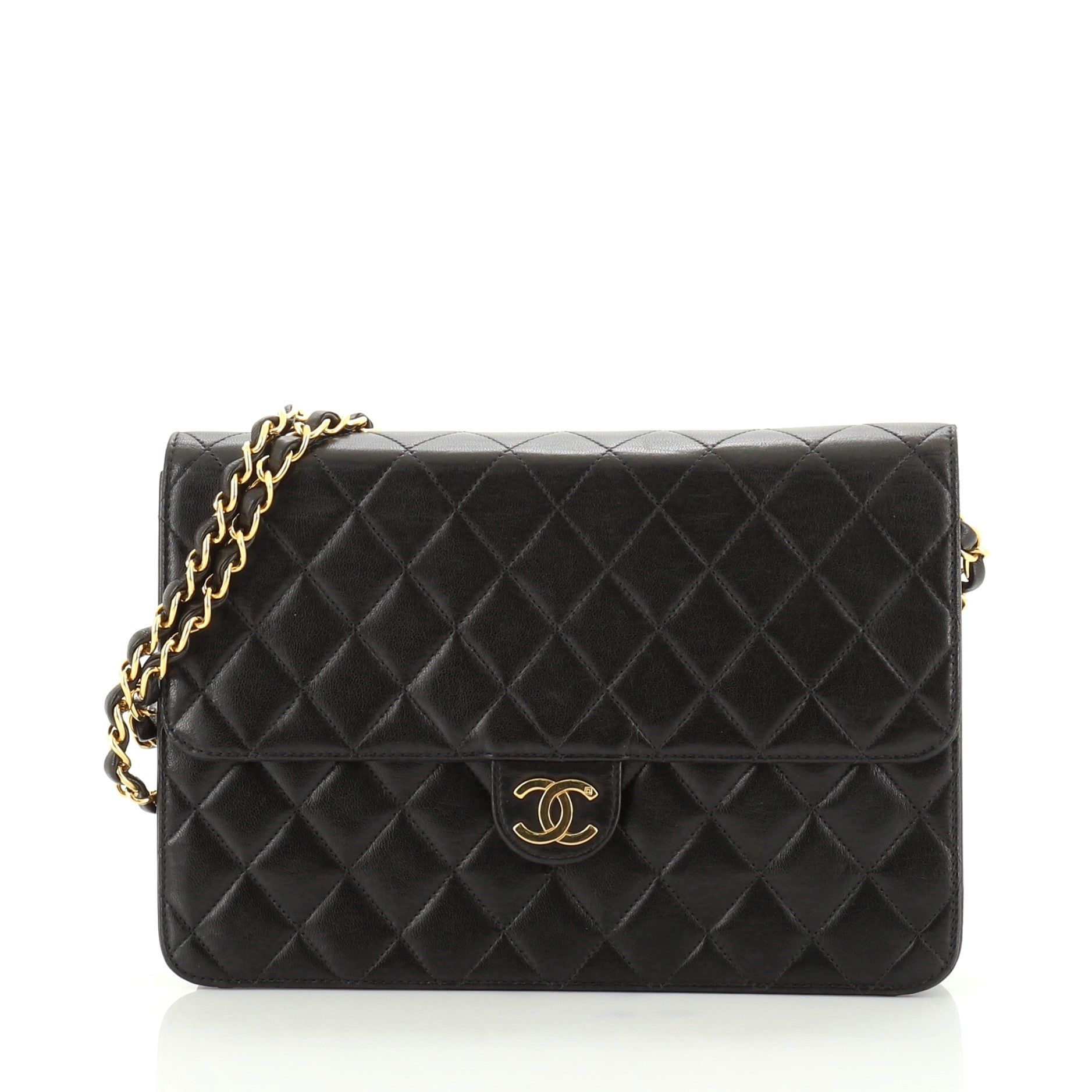Vintage Clutch with Chain Quilted Leather Medium