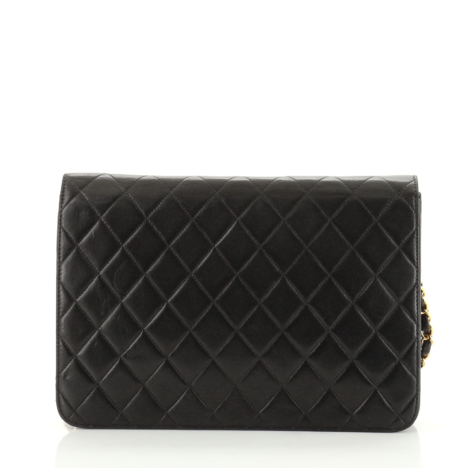 Vintage Clutch with Chain Quilted Leather Medium
