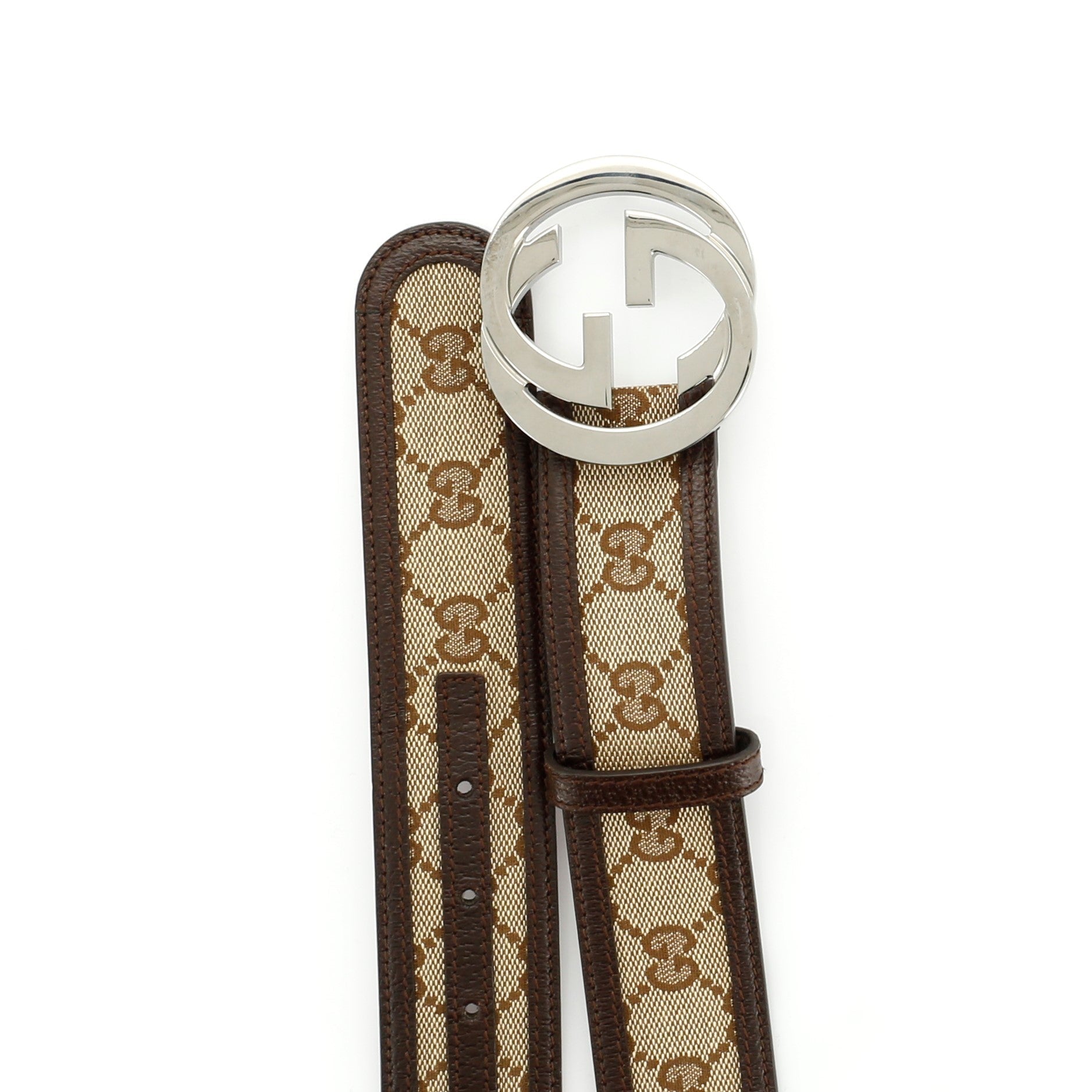 Interlocking G Belt GG Canvas with Leather Wide