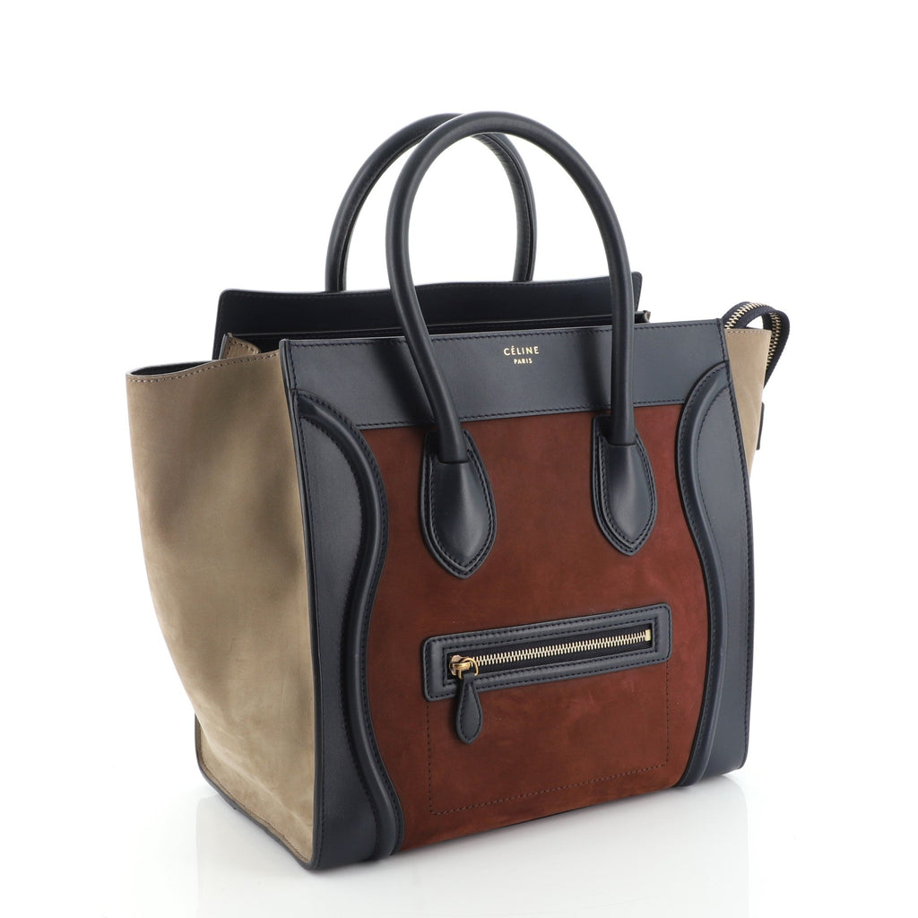 Tricolor Luggage Bag Suede Mini