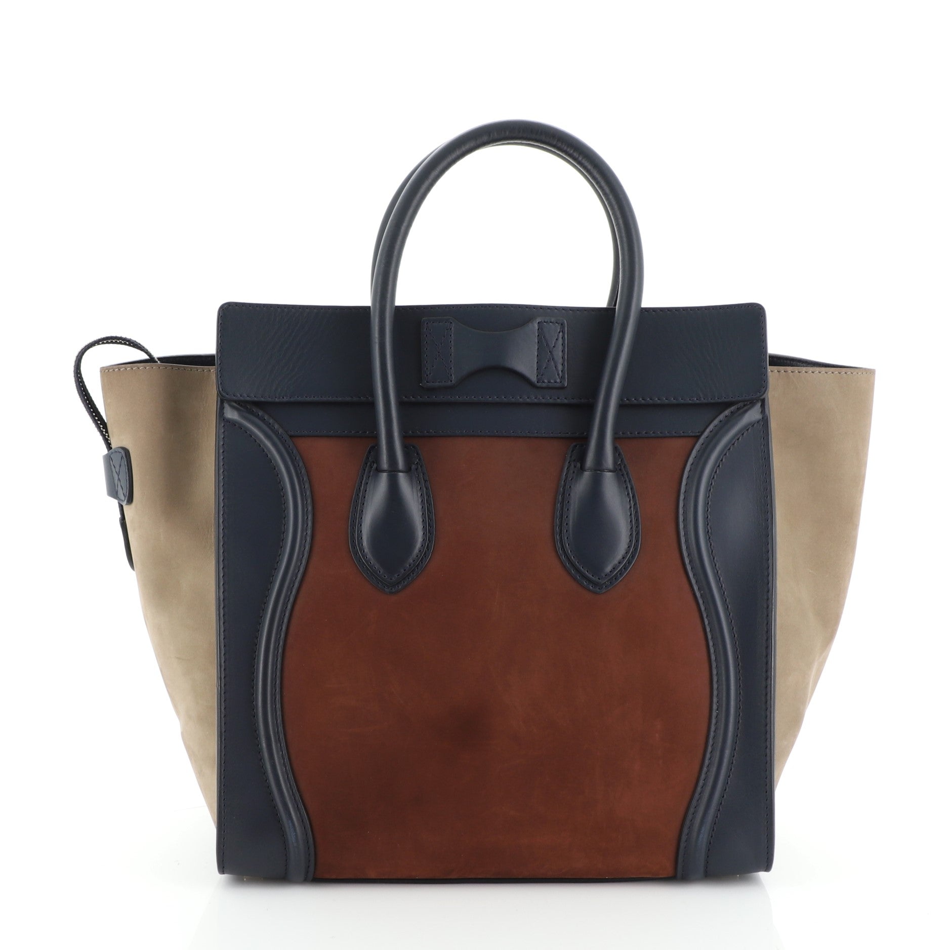 Tricolor Luggage Bag Suede Mini
