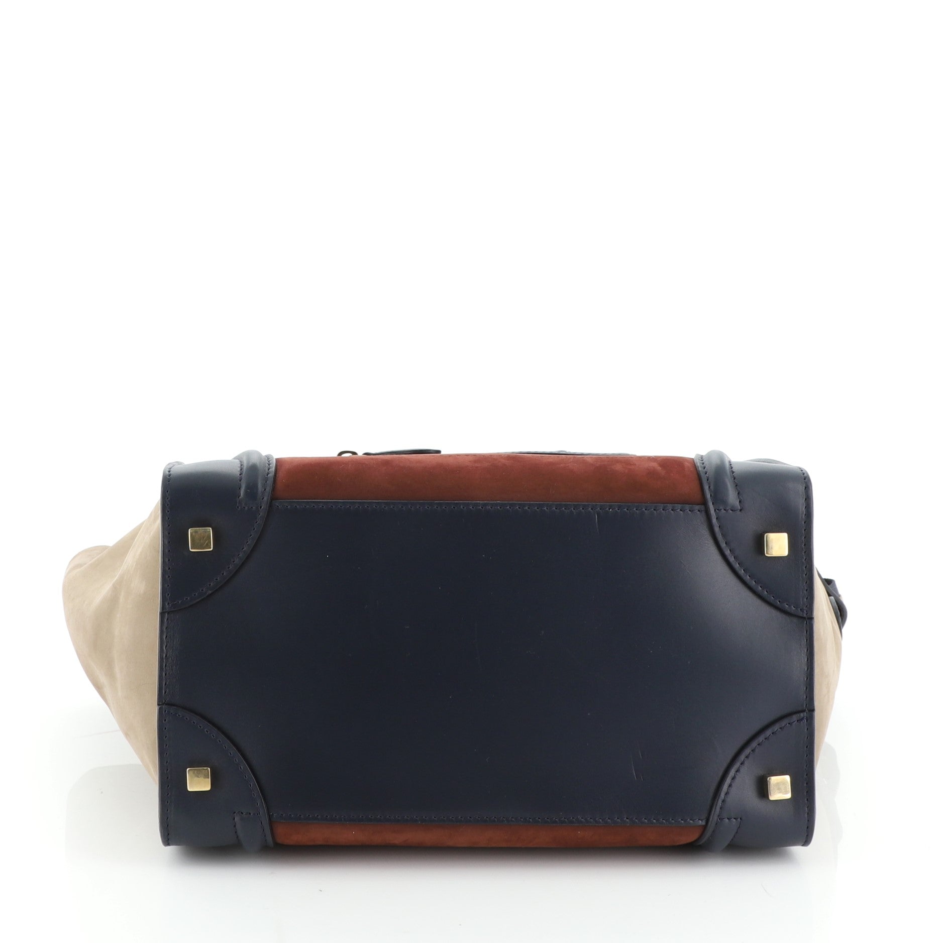 Tricolor Luggage Bag Suede Mini