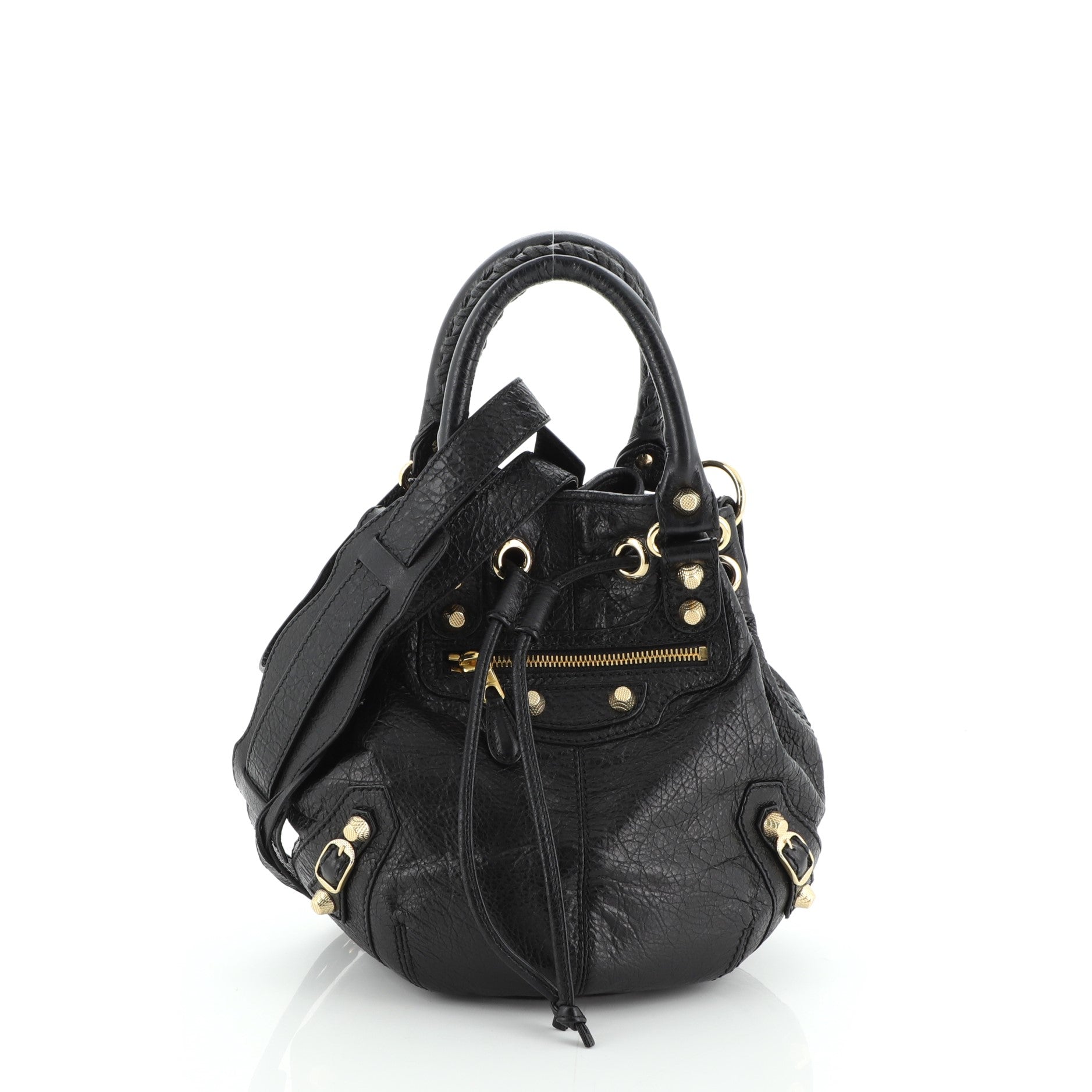 Pom Pon Giant Studs Bag Leather Mini