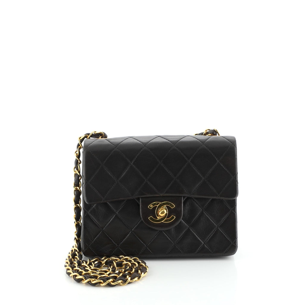Vintage Square Classic Single Flap Bag Quilted Lambskin Mini